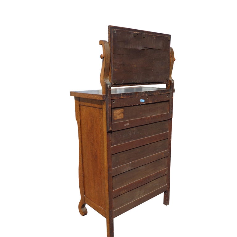 Antique Tiger Oak Highboy Dresser at 1stDibs