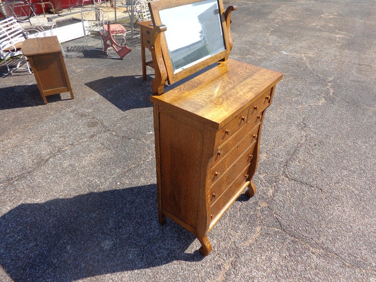 Antique Tiger Oak Highboy Dresser at 1stDibs