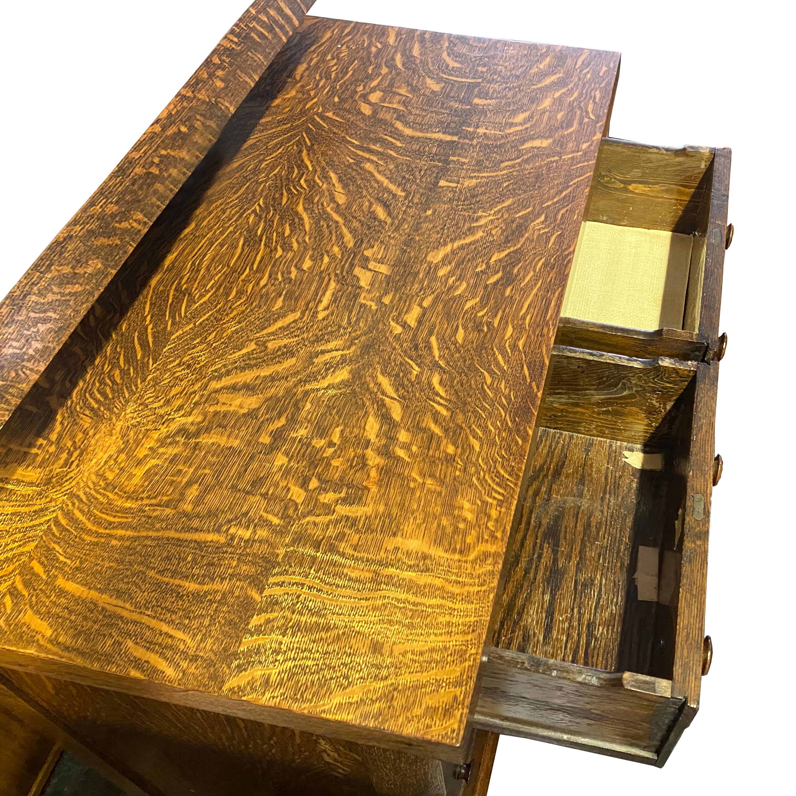 American Antique Tiger Oak Highboy Dresser