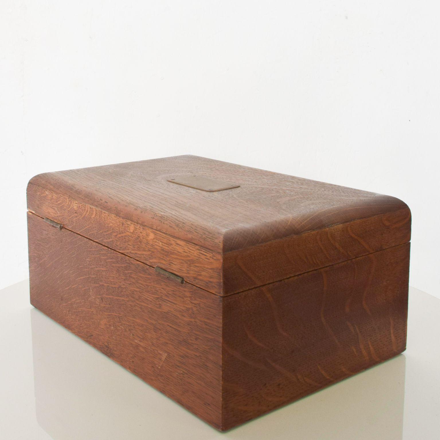 Modern Antique Tiger Oak Wood Jewelry Box for Keepsake Money or Stash 