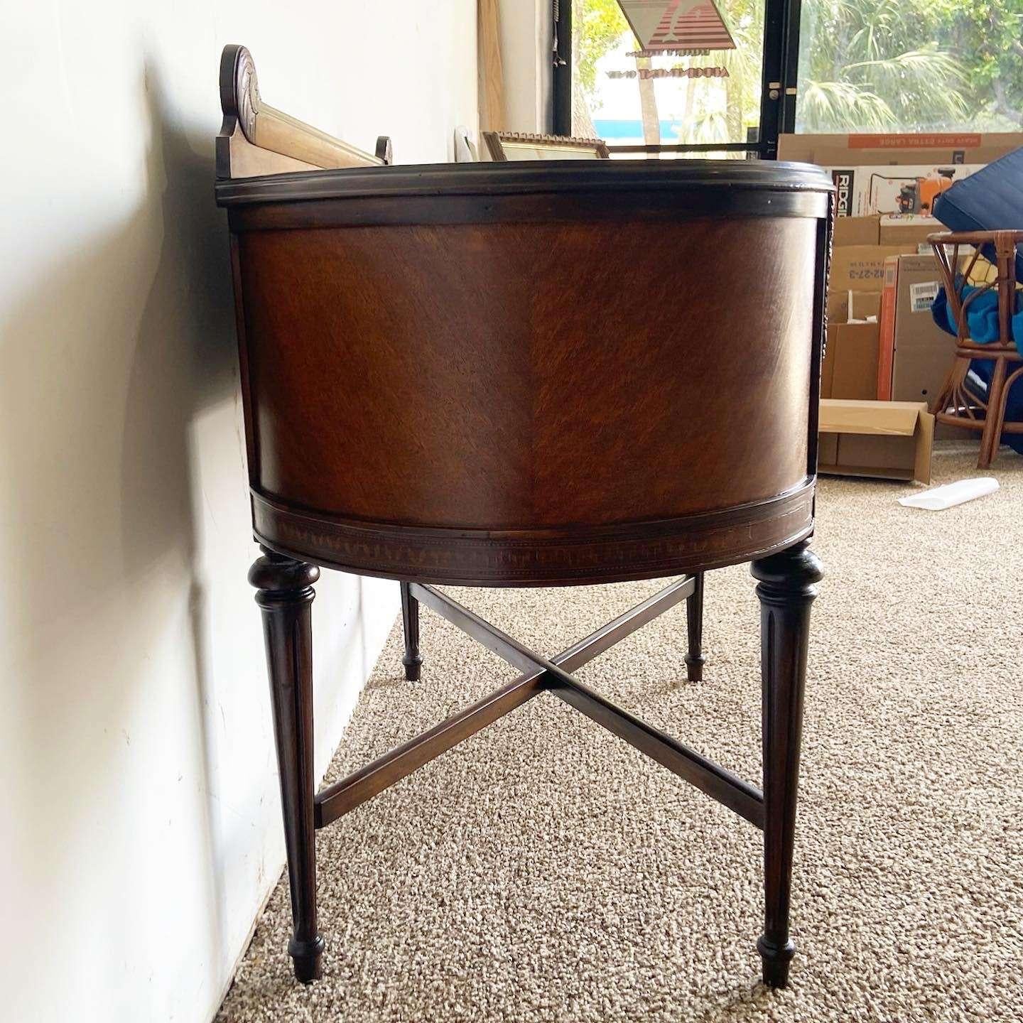 Antique Tiger Oak Kidney Shaped Writing Desk For Sale 1