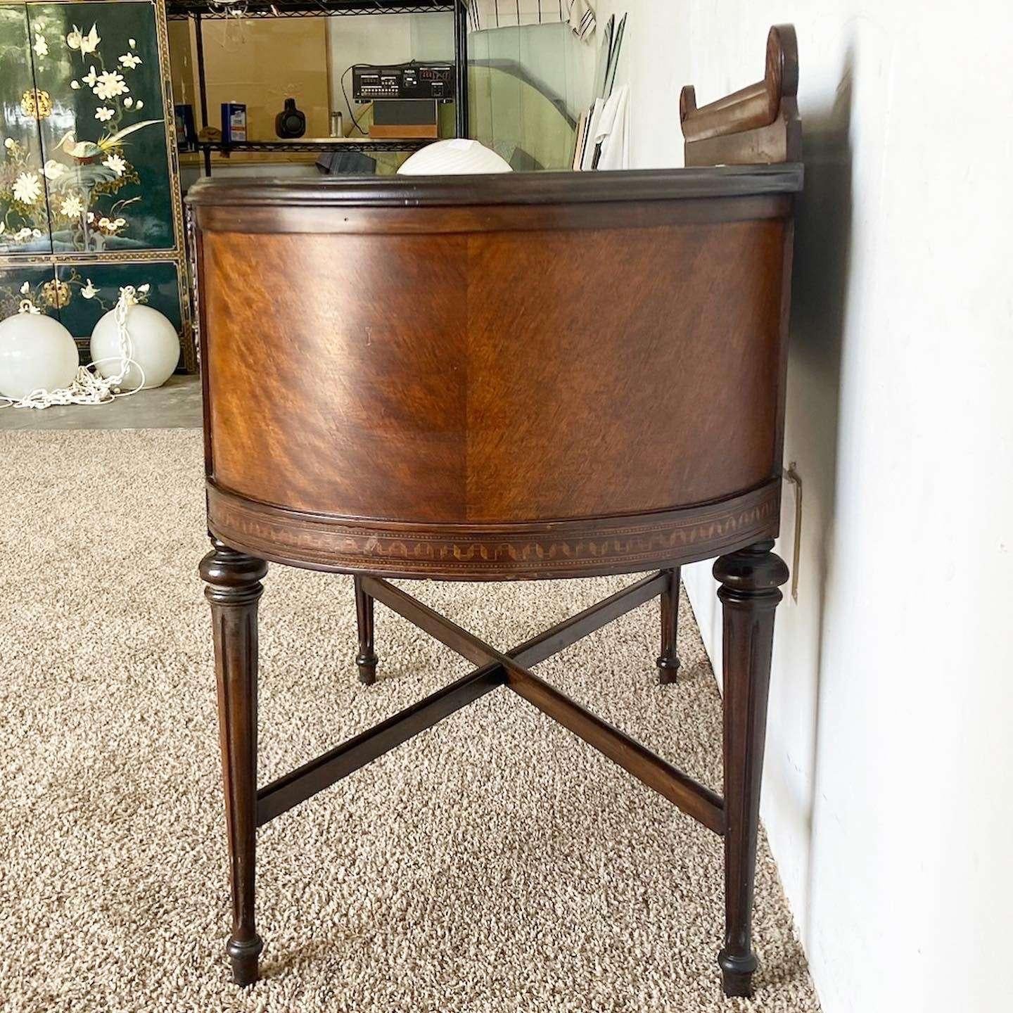 Antique Tiger Oak Kidney Shaped Writing Desk For Sale 2