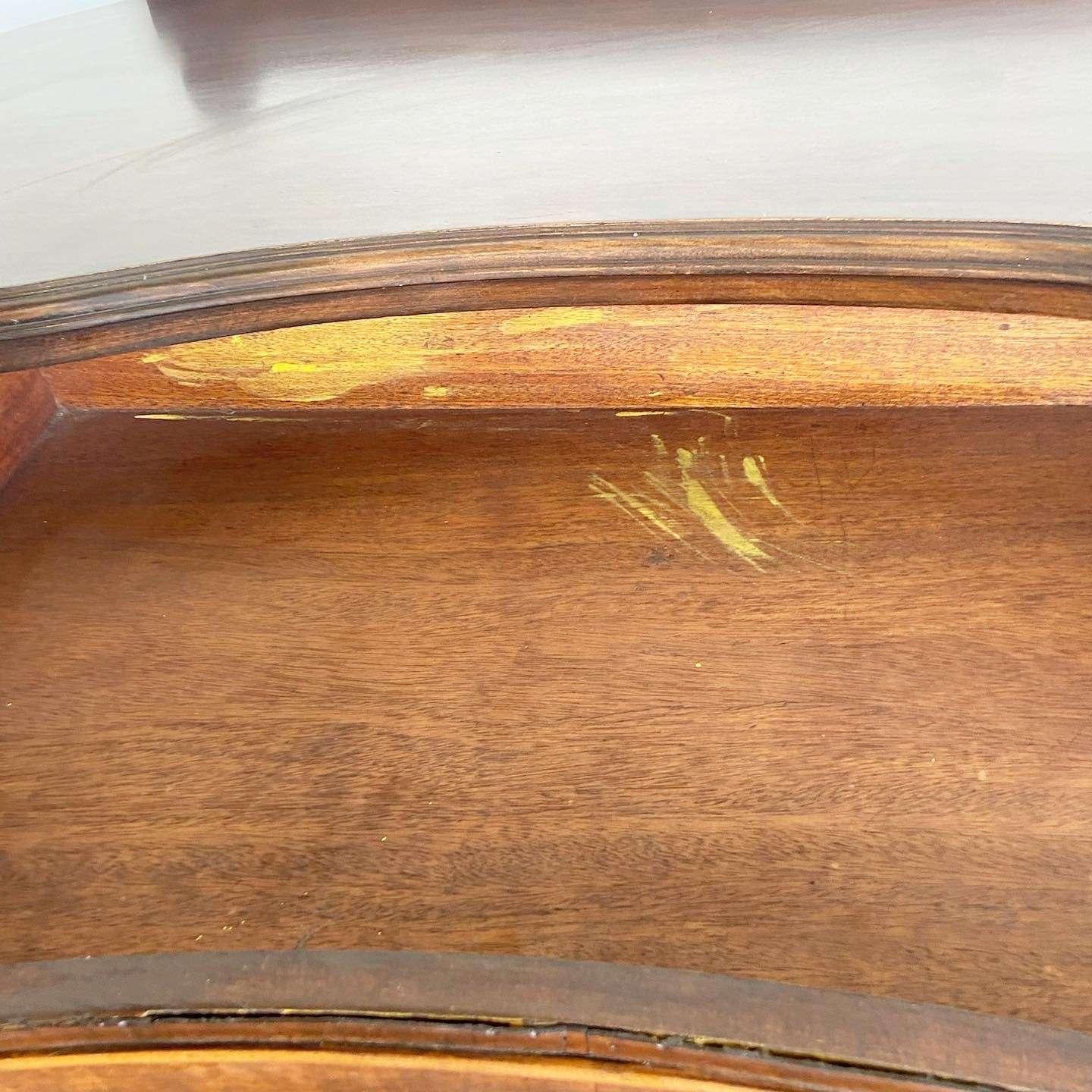 Antique Tiger Oak Kidney Shaped Writing Desk For Sale 4