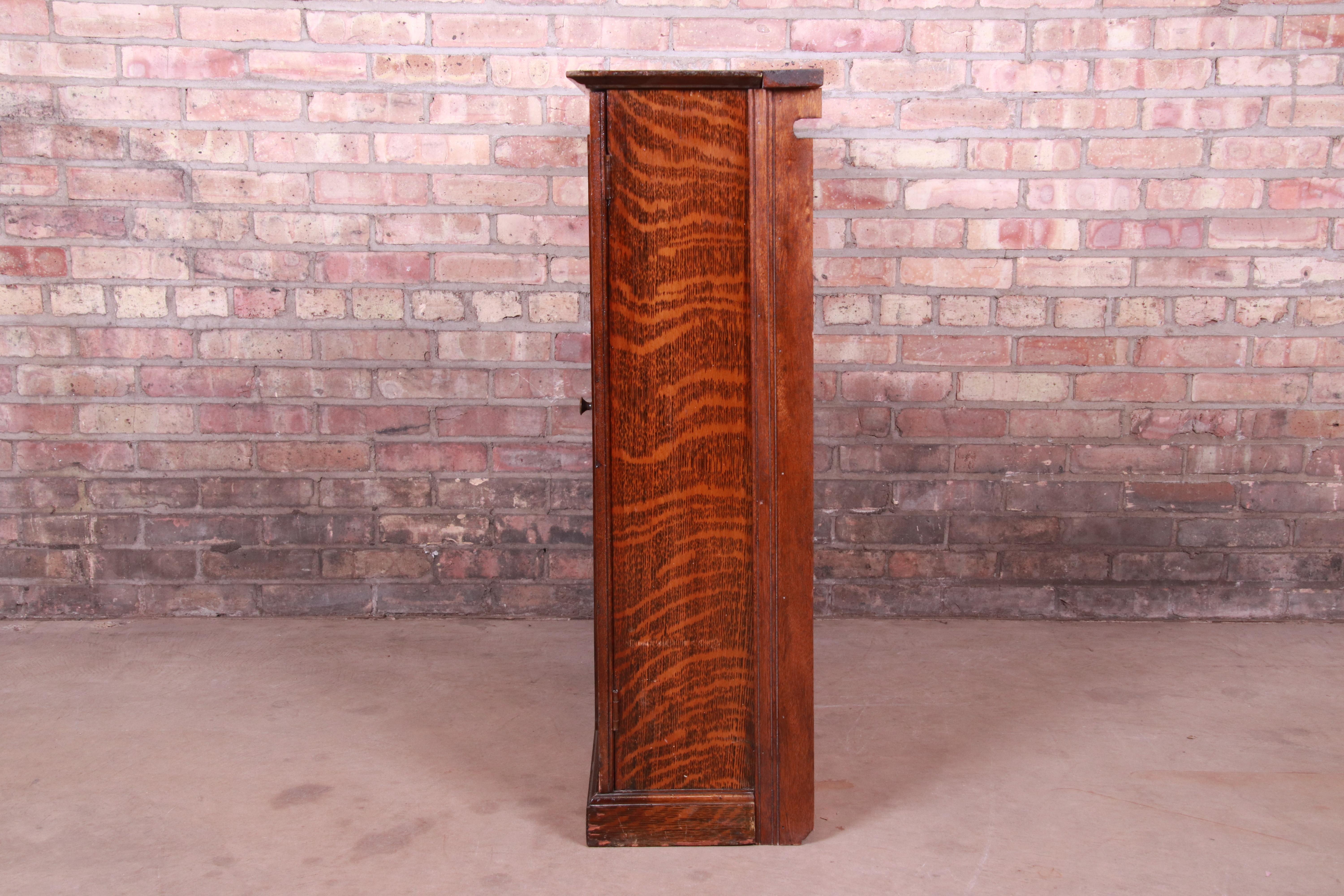 Antique Tiger Oak Leaded Glass Bookcase, circa 1900 4