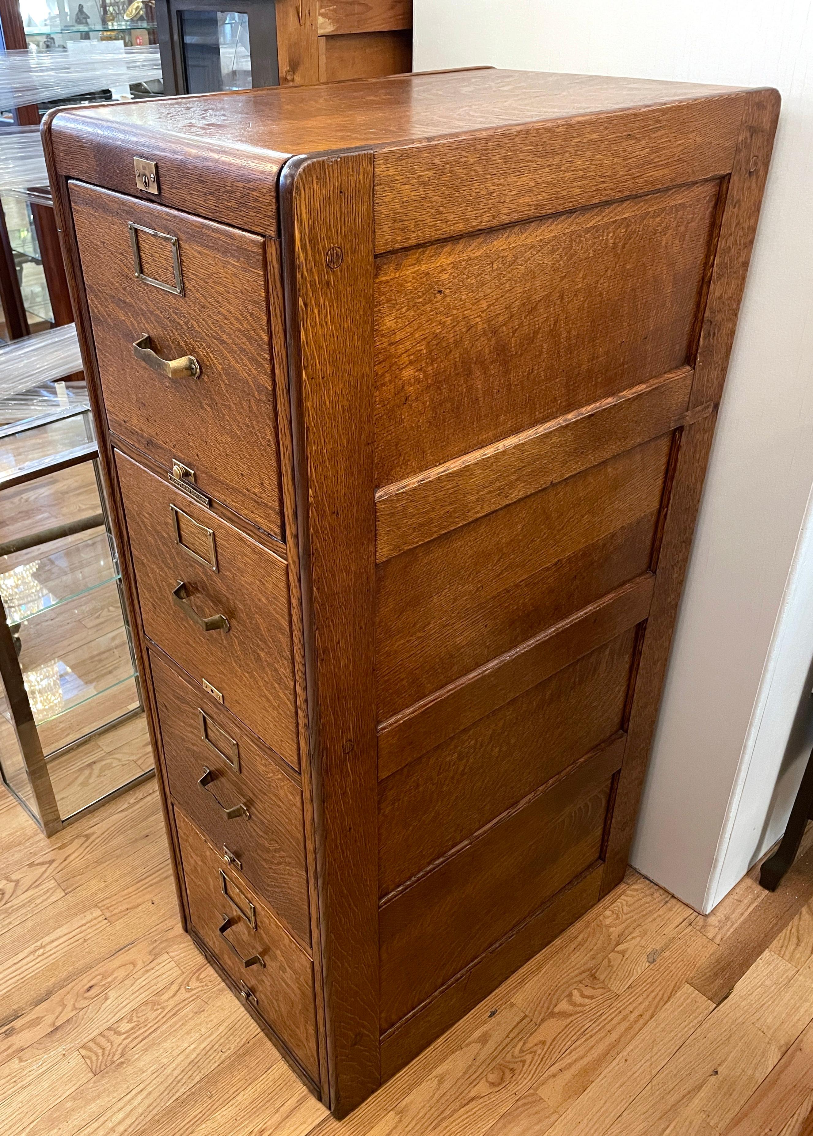 20th Century Antique Tiger Oak Library Bureau SoleMakers File Cabinet Restored