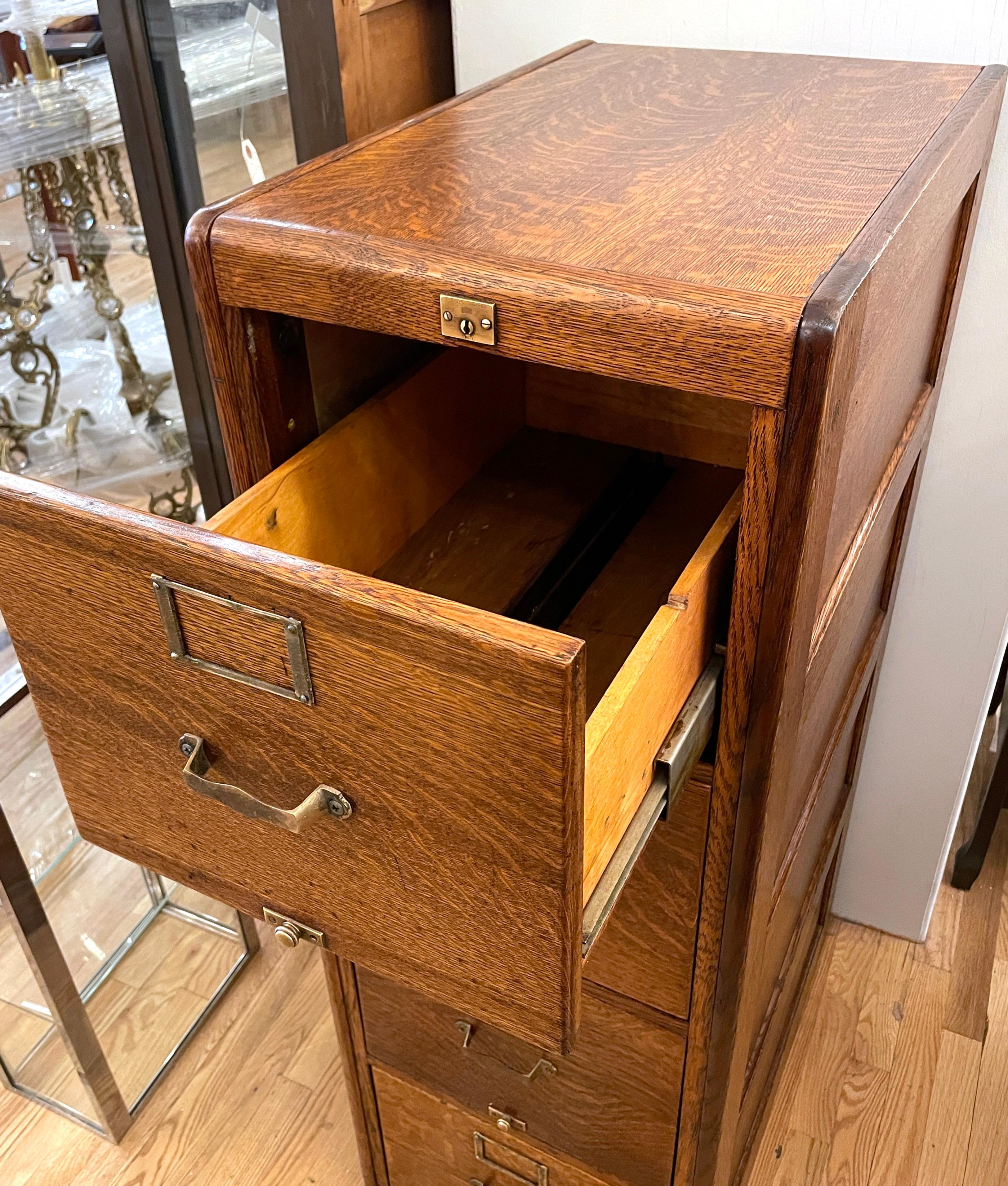 Antique Tiger Oak Library Bureau SoleMakers File Cabinet Restored 1
