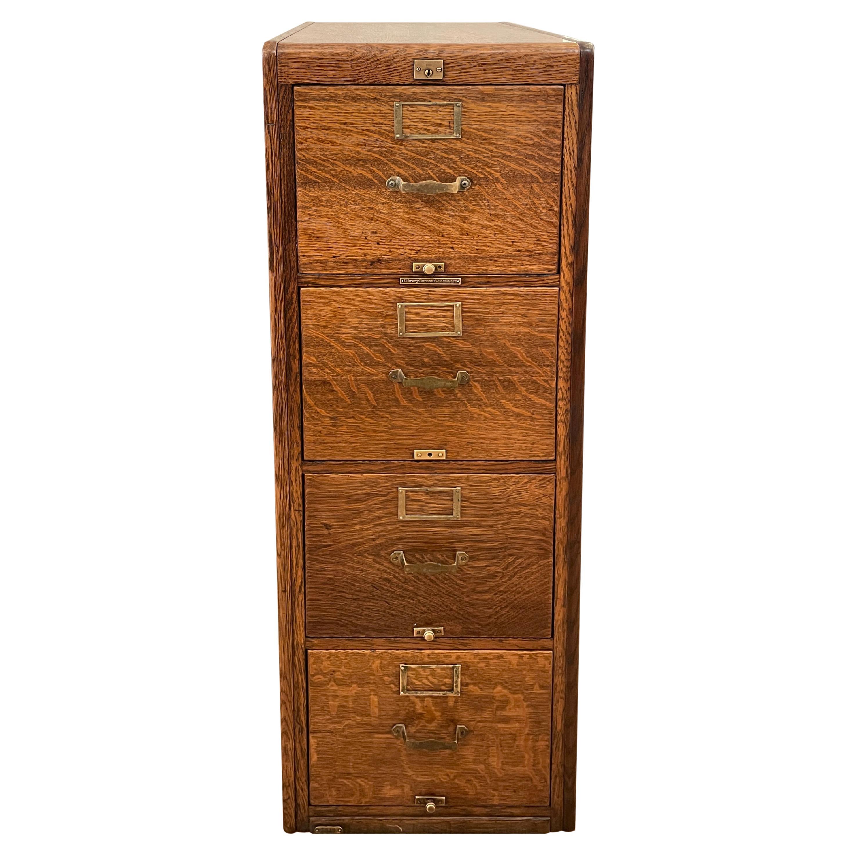 Antique Tiger Oak Library Bureau SoleMakers File Cabinet Restored