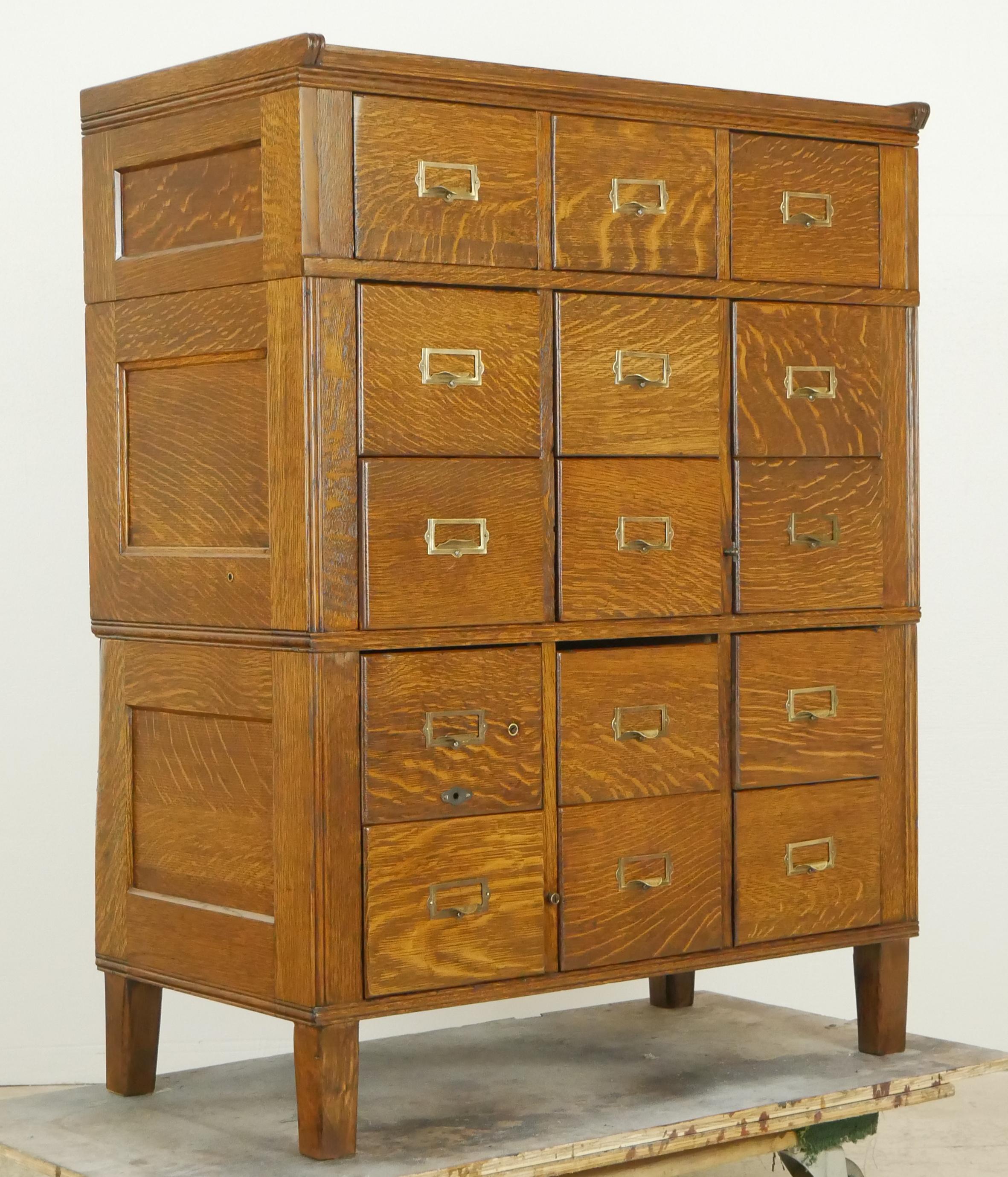 American Antique Tiger Oak Modular Filing Card Catalog Cabinet