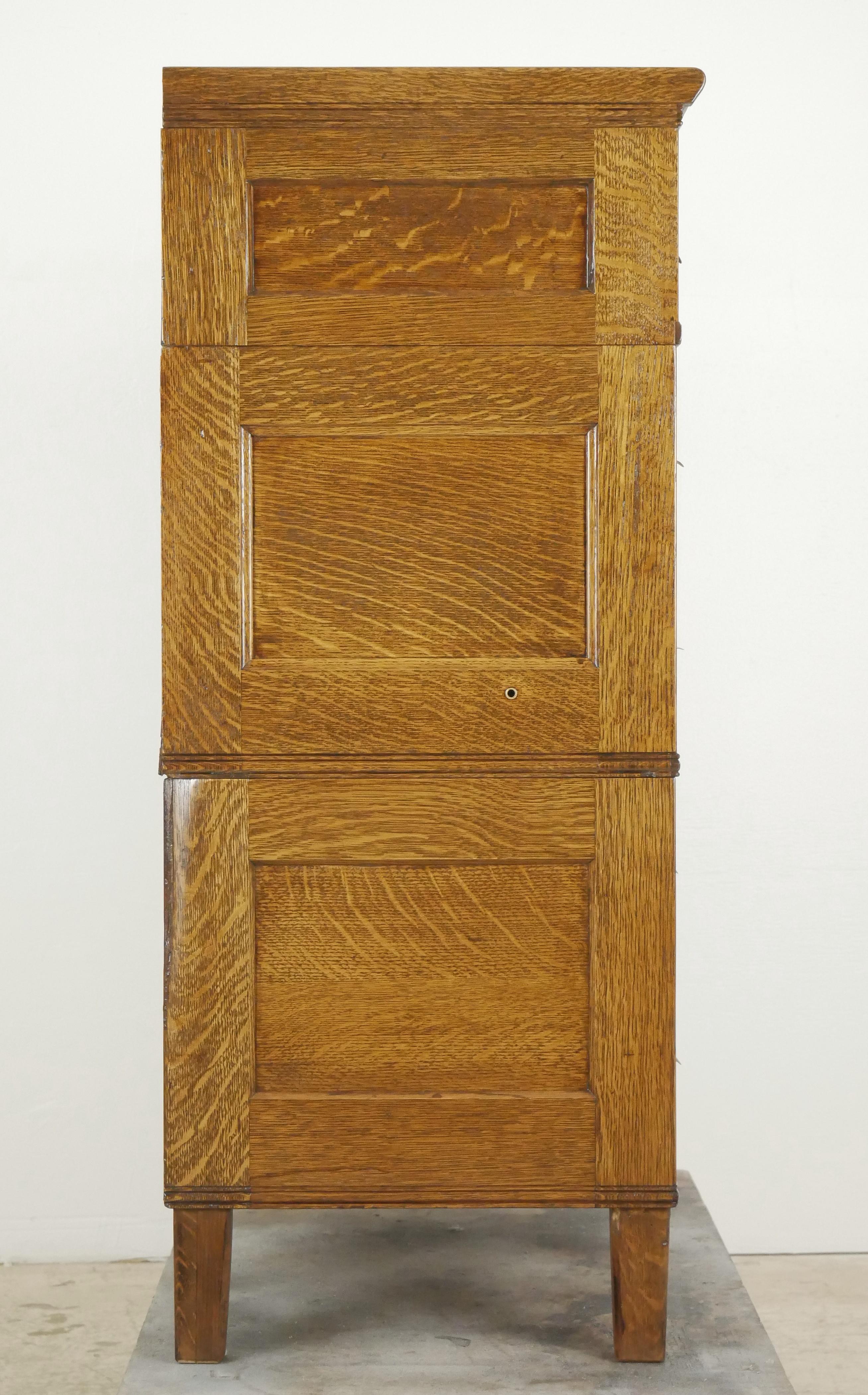 20th Century Antique Tiger Oak Modular Filing Card Catalog Cabinet