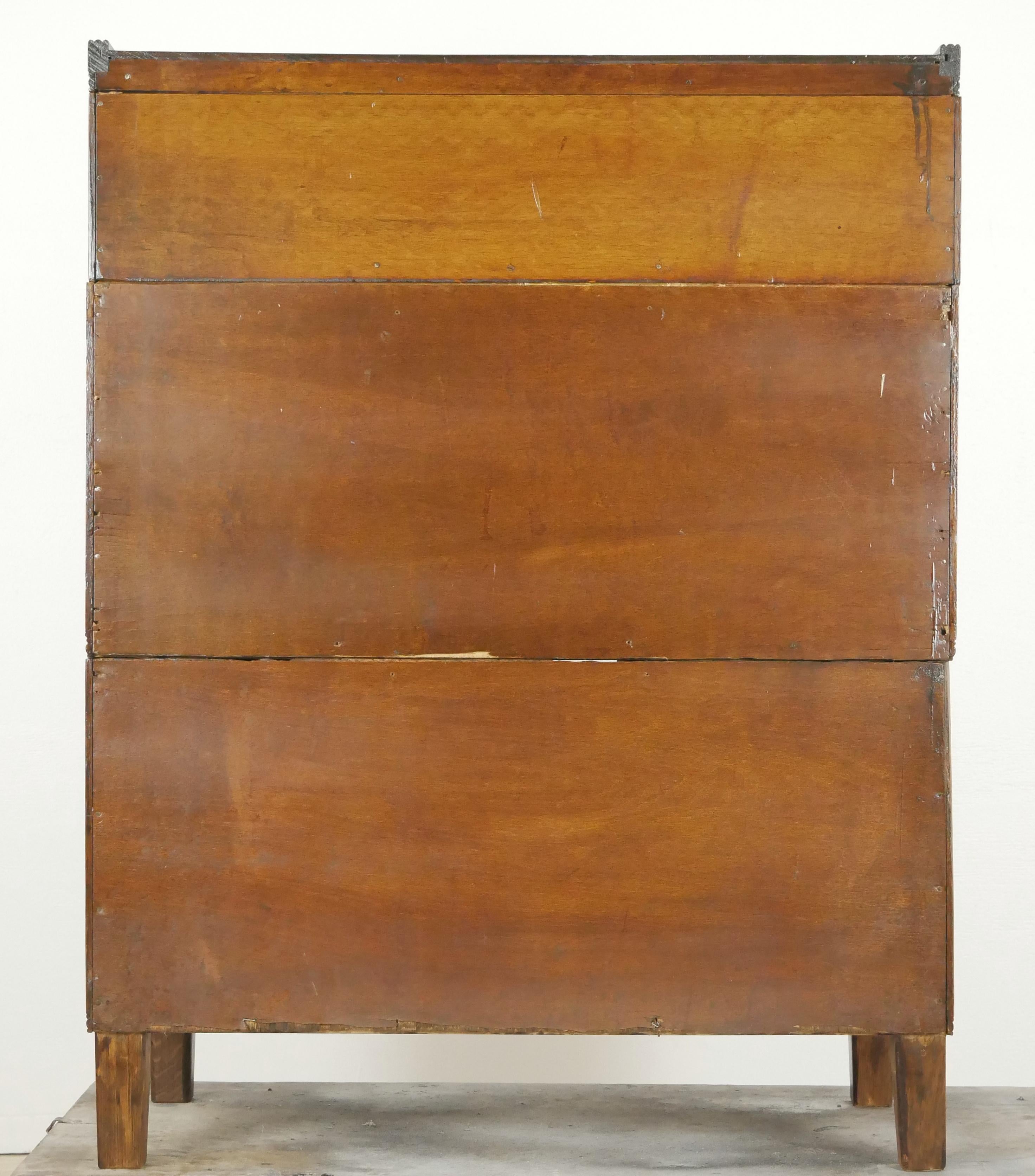 Brass Antique Tiger Oak Modular Filing Card Catalog Cabinet