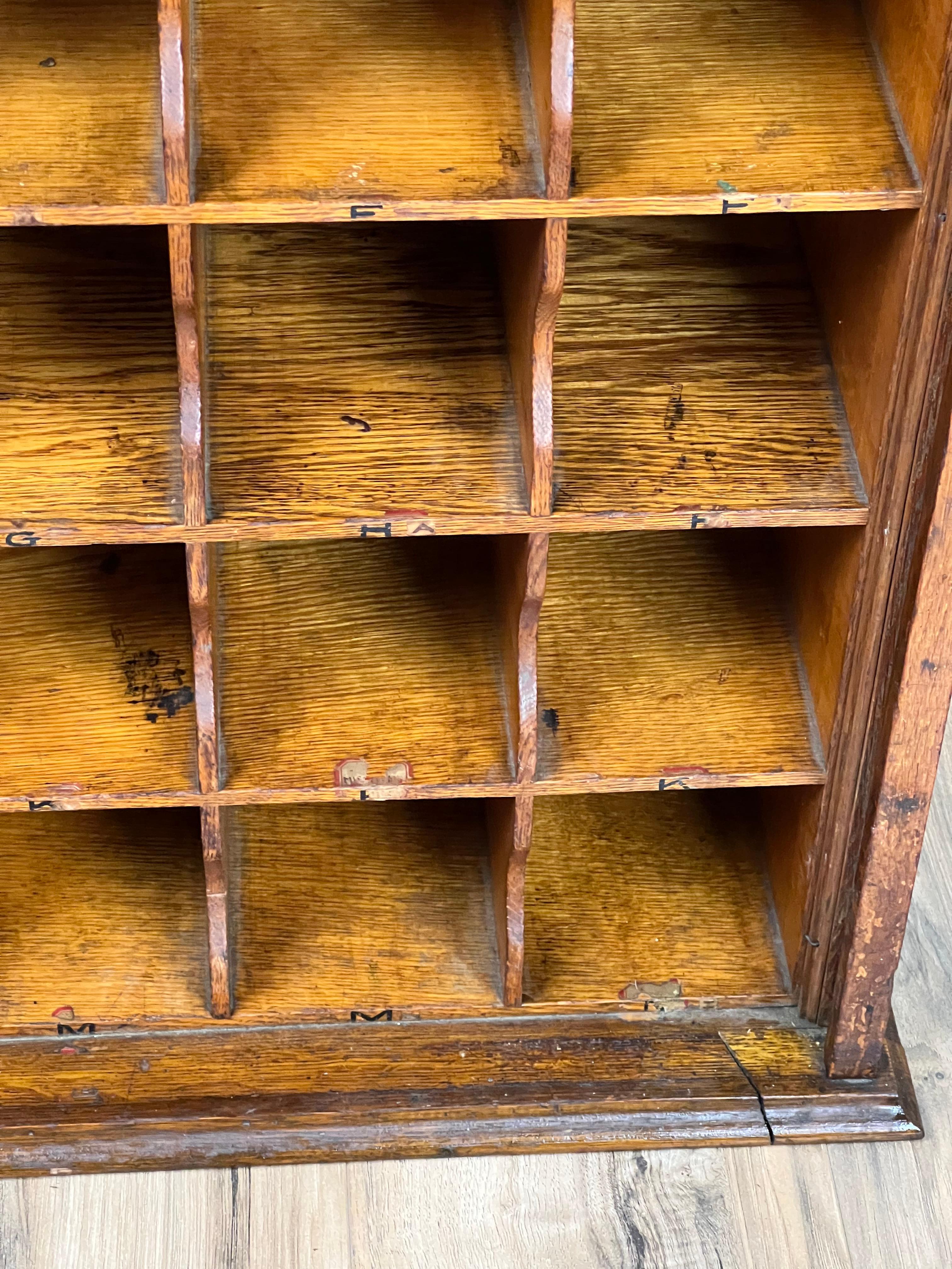 Antique Tiger Oak Roll Top Pigeon Hole Cabinet c. 1920 For Sale 4