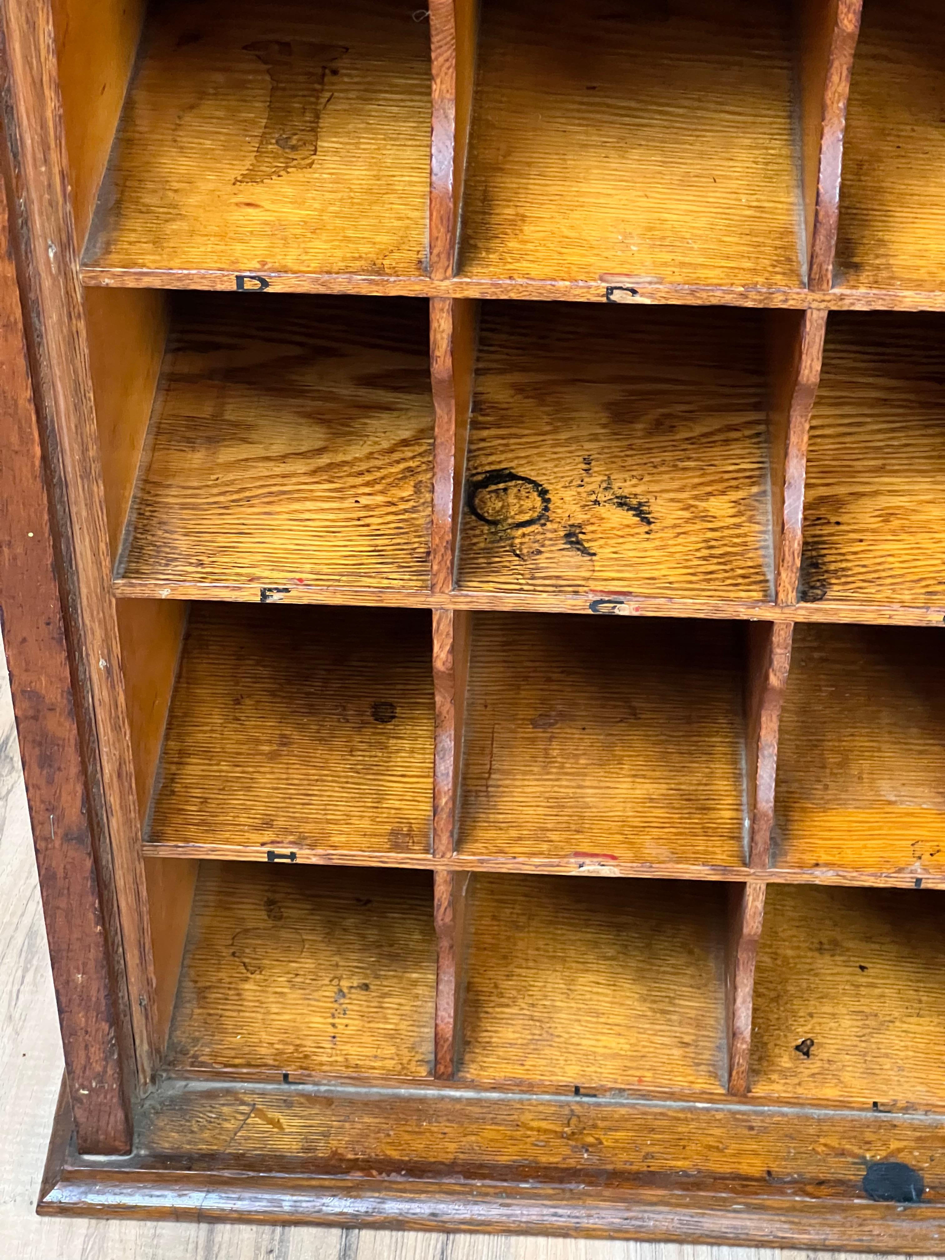 Antique Tiger Oak Roll Top Pigeon Hole Cabinet c. 1920 For Sale 5