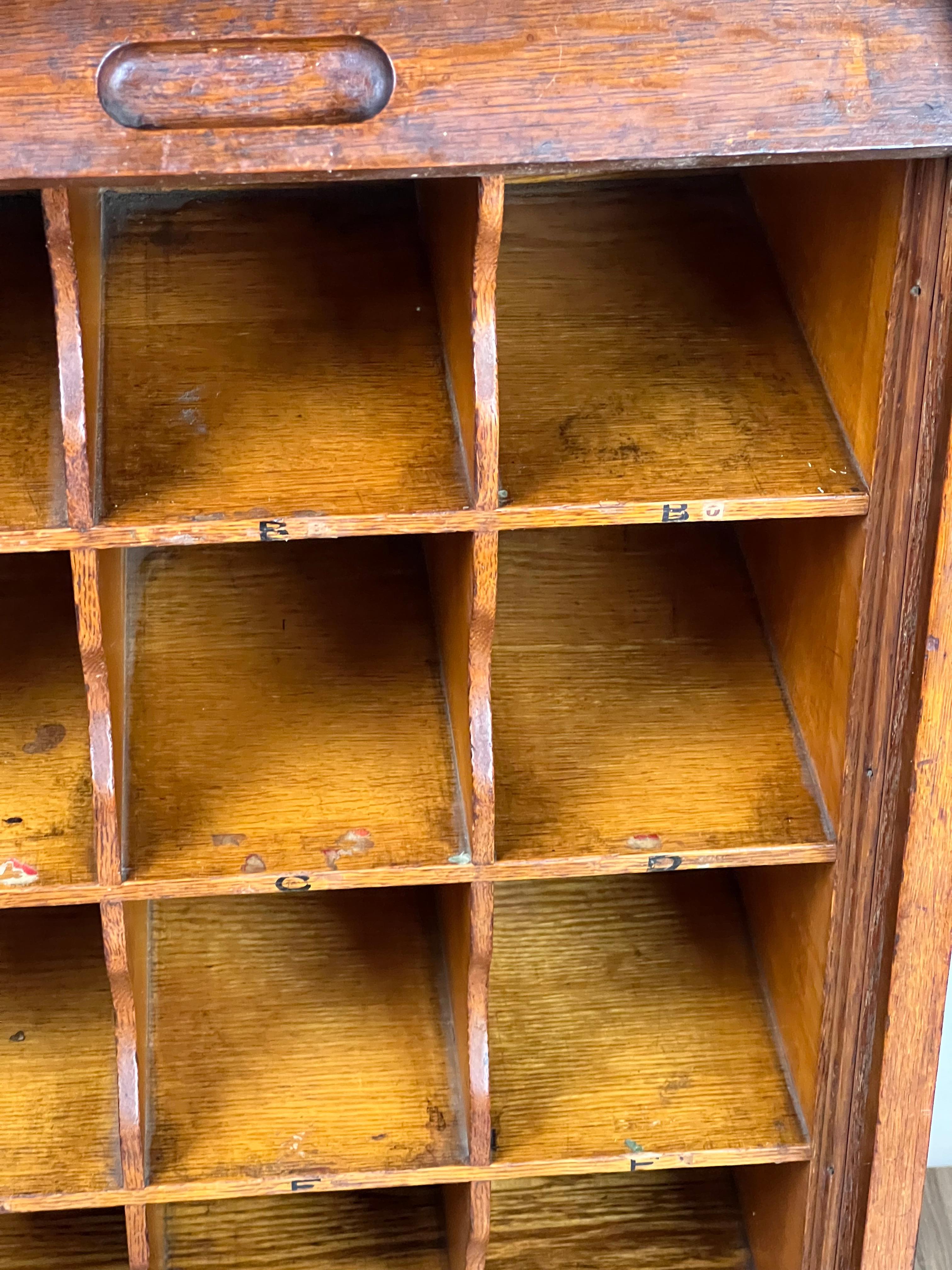 Antique Tiger Oak Roll Top Pigeon Hole Cabinet c. 1920 For Sale 3