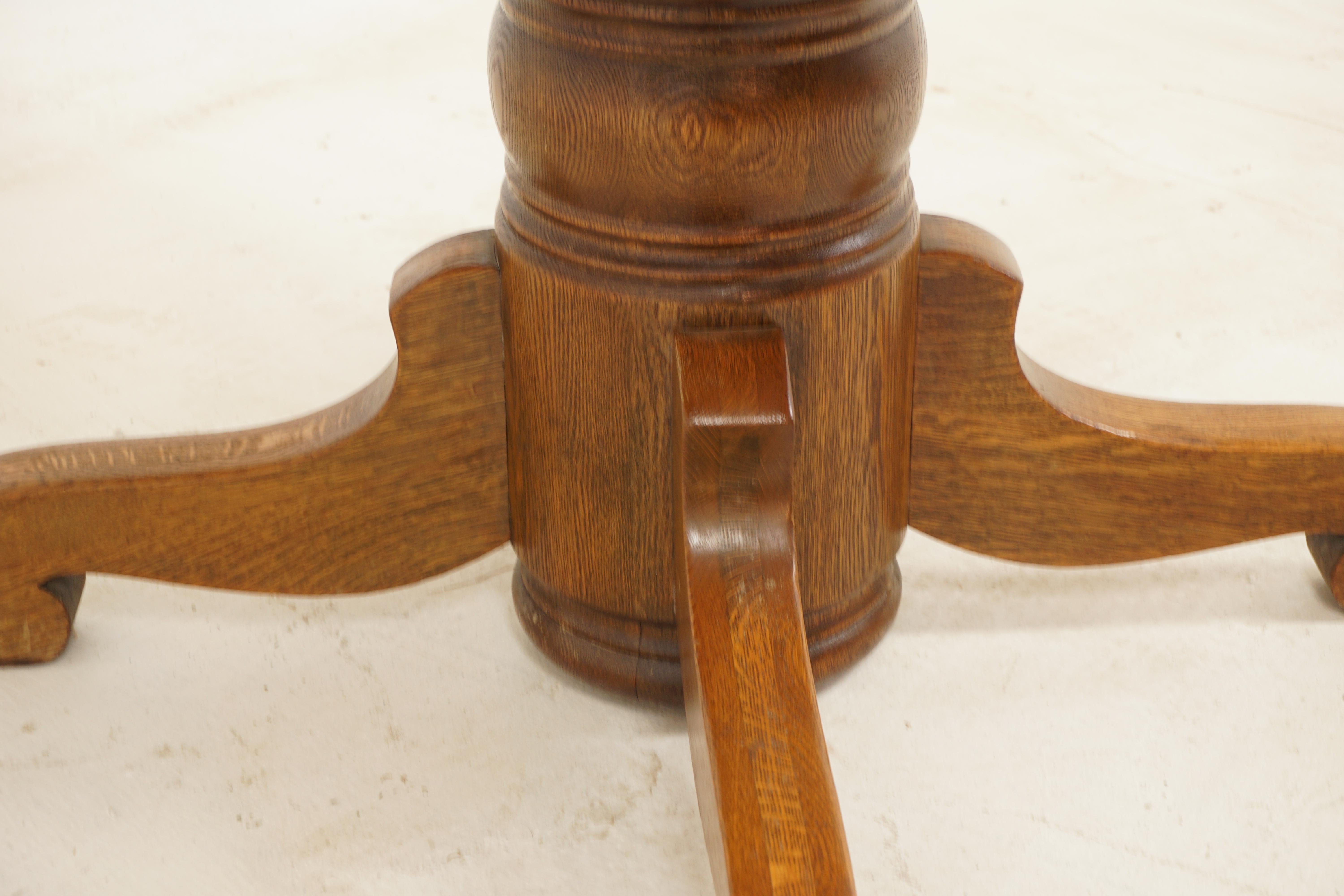 antique round tiger oak dining table