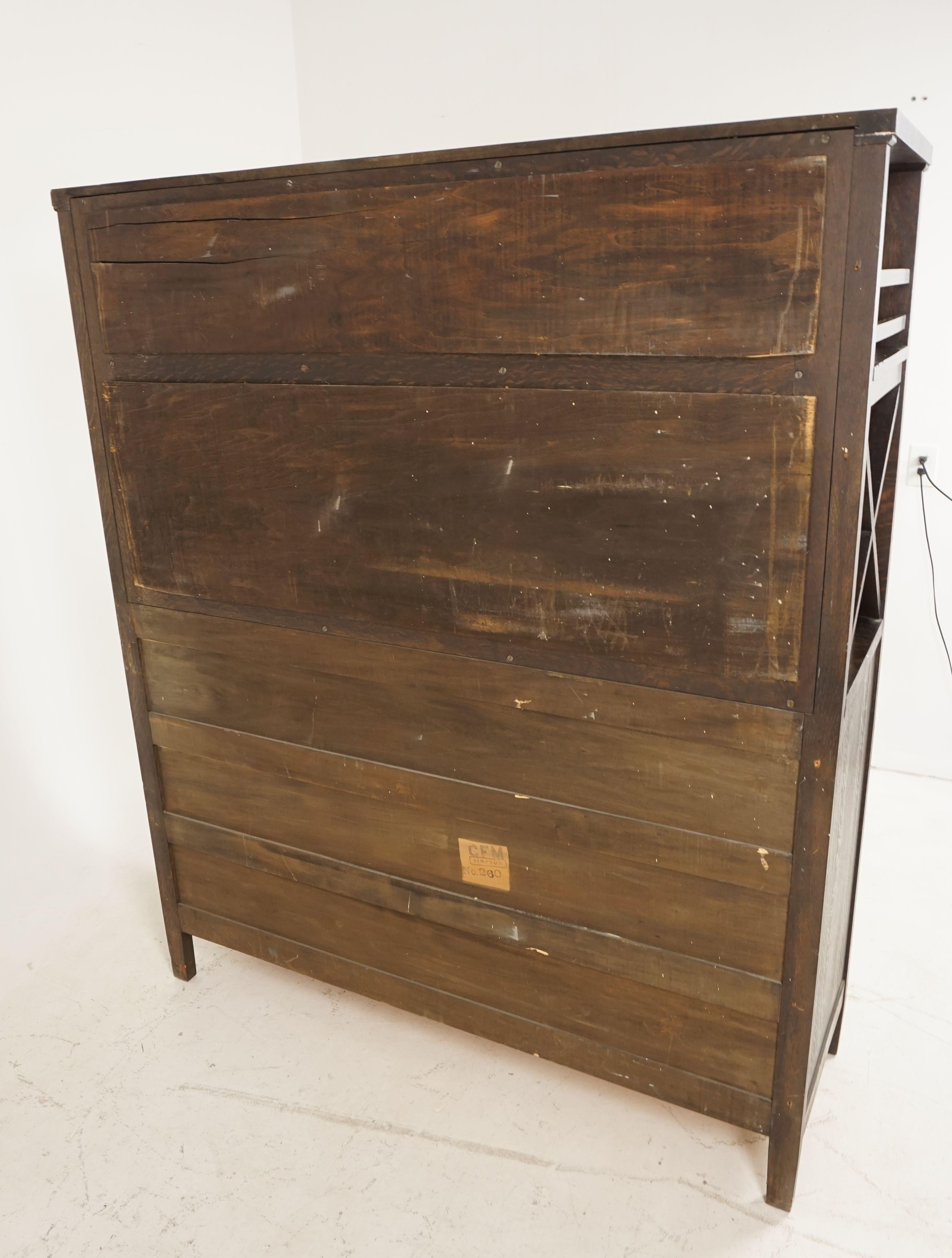 Antique Tiger Oak Sideboard, Arts & Crafts, Mirror Back, American 1915, H114 For Sale 2