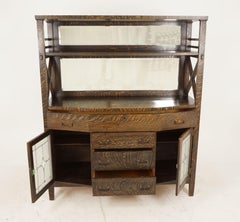 Antique Tiger Oak Sideboard, Arts & Crafts, Mirror Back, American 1915, H114