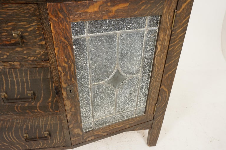 Antique Tiger Oak Sideboard, Arts and Crafts, Mirror Back, American