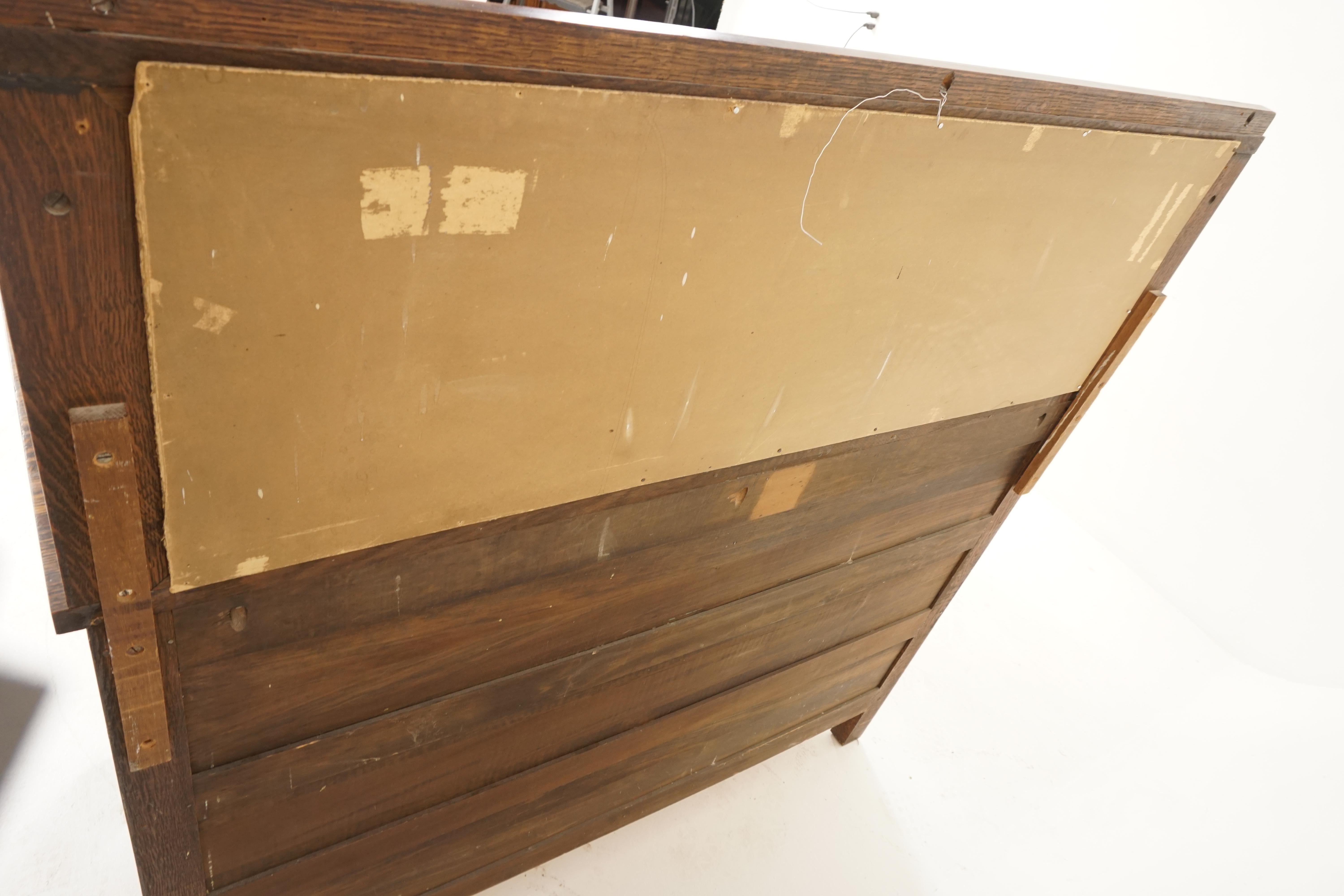Early 20th Century Antique Tiger Oak Sideboard, Mirror Back Buffet, Canada 1910, B2856