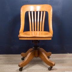 Antique Tiger Oak Swivel Desk Chair, circa 1900-1920