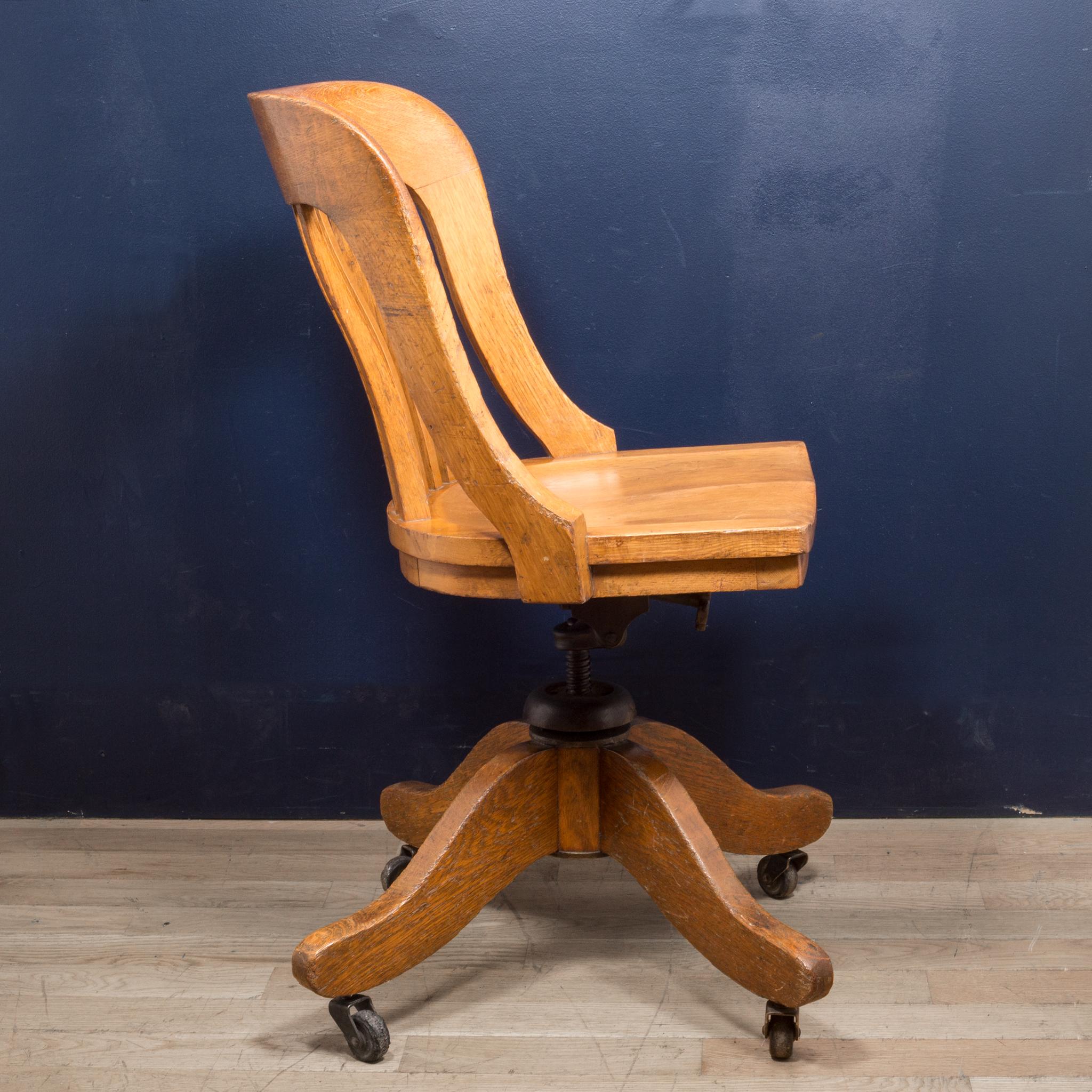 antique oak swivel desk chair