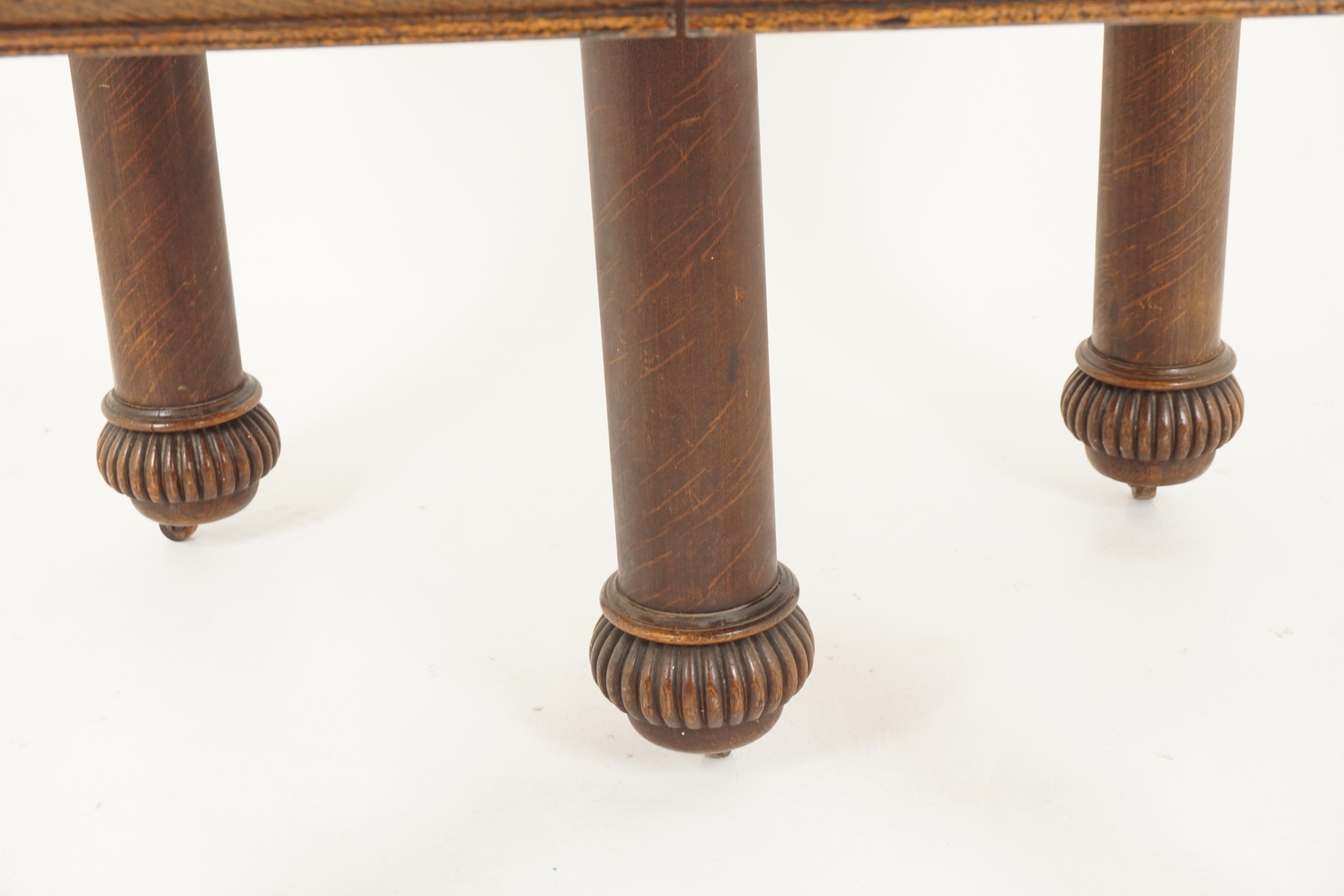 antique 5-legged oak dining table