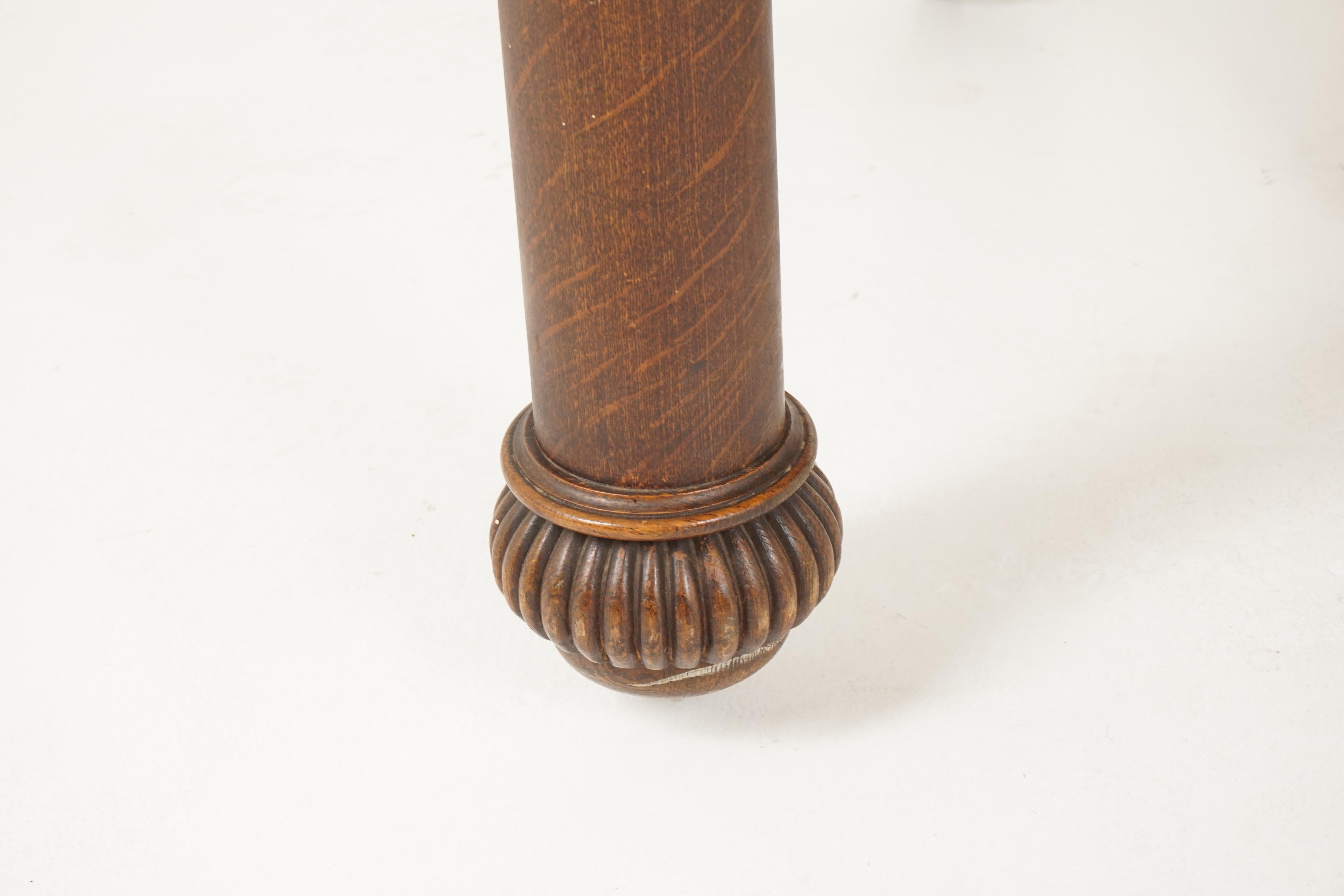 Inizio XX secolo Antico tavolo Tiger Oak, tavolo da pranzo quadrato, 5 foglie, americano 1910, B2480