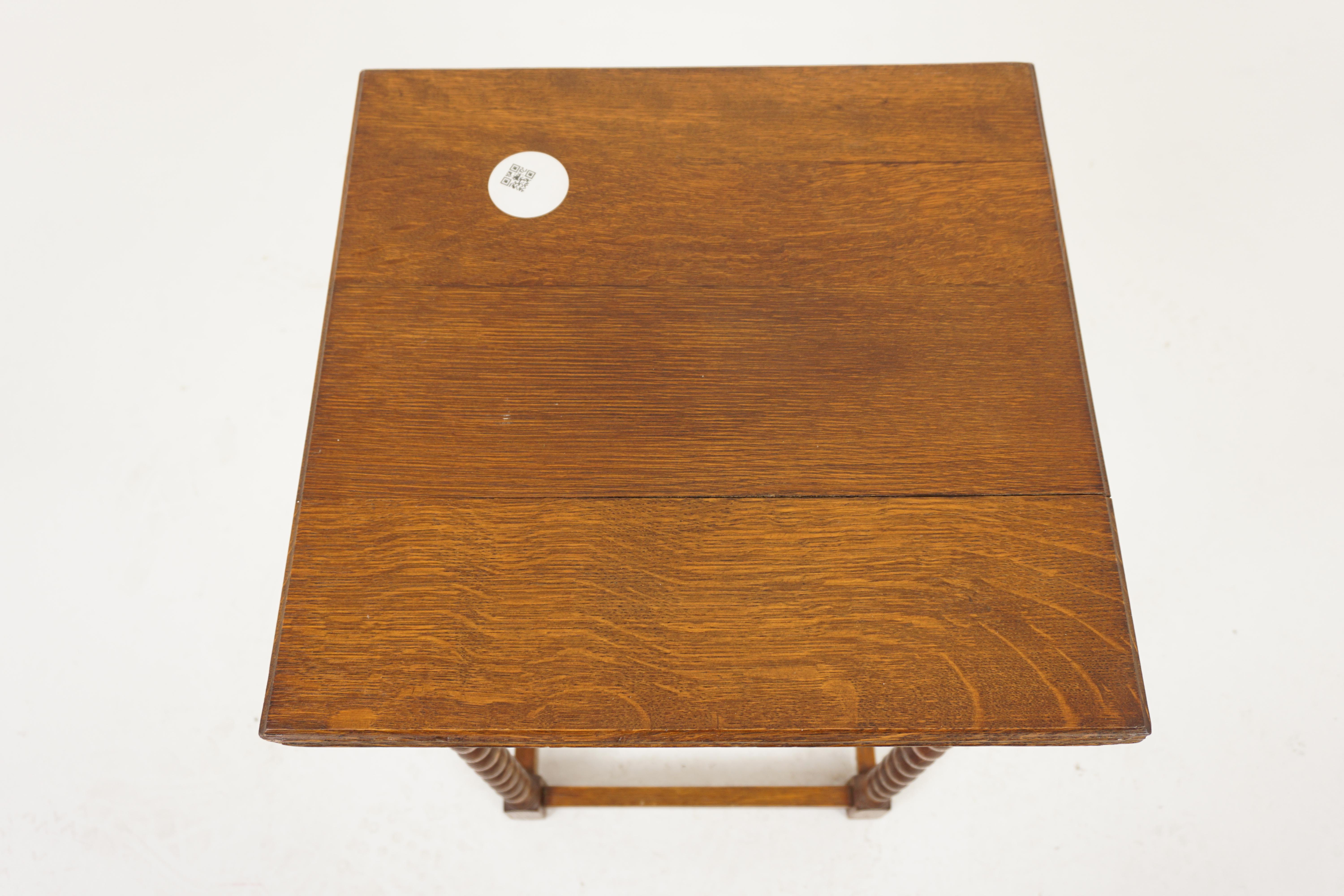 Scottish Antique Tiger Oak Table, Vintage Barley Twist Lamp Table, Scotland 1920, H000