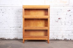 Antique Tiger Oak Three-Stack Barrister Bookcase by Library Bureau
