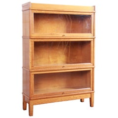 Antique Tiger Oak Three-Stack Barrister Bookcase by Library Bureau