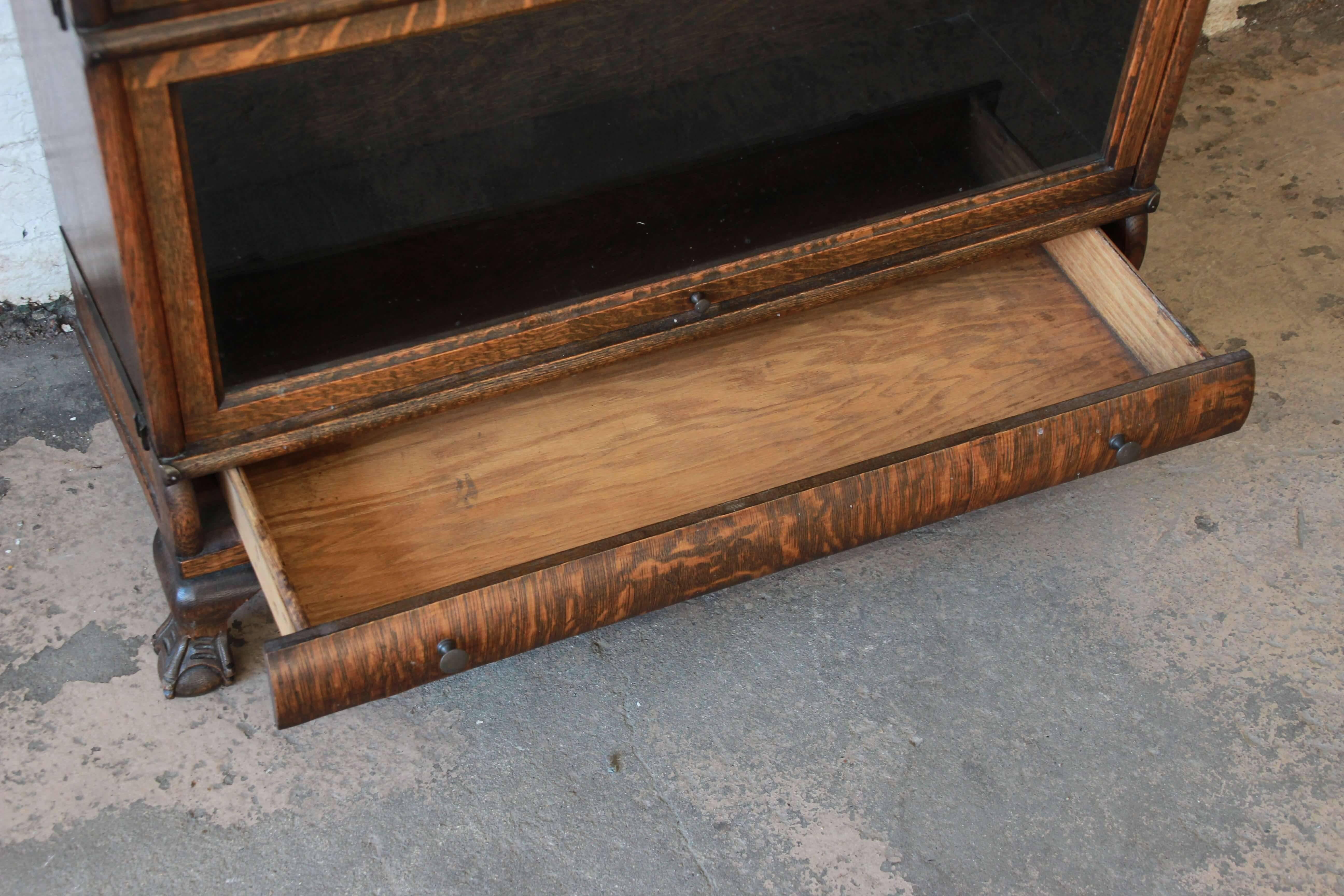 Antique Tiger Oak Three-Stack Barrister Bookcase by Macey 1