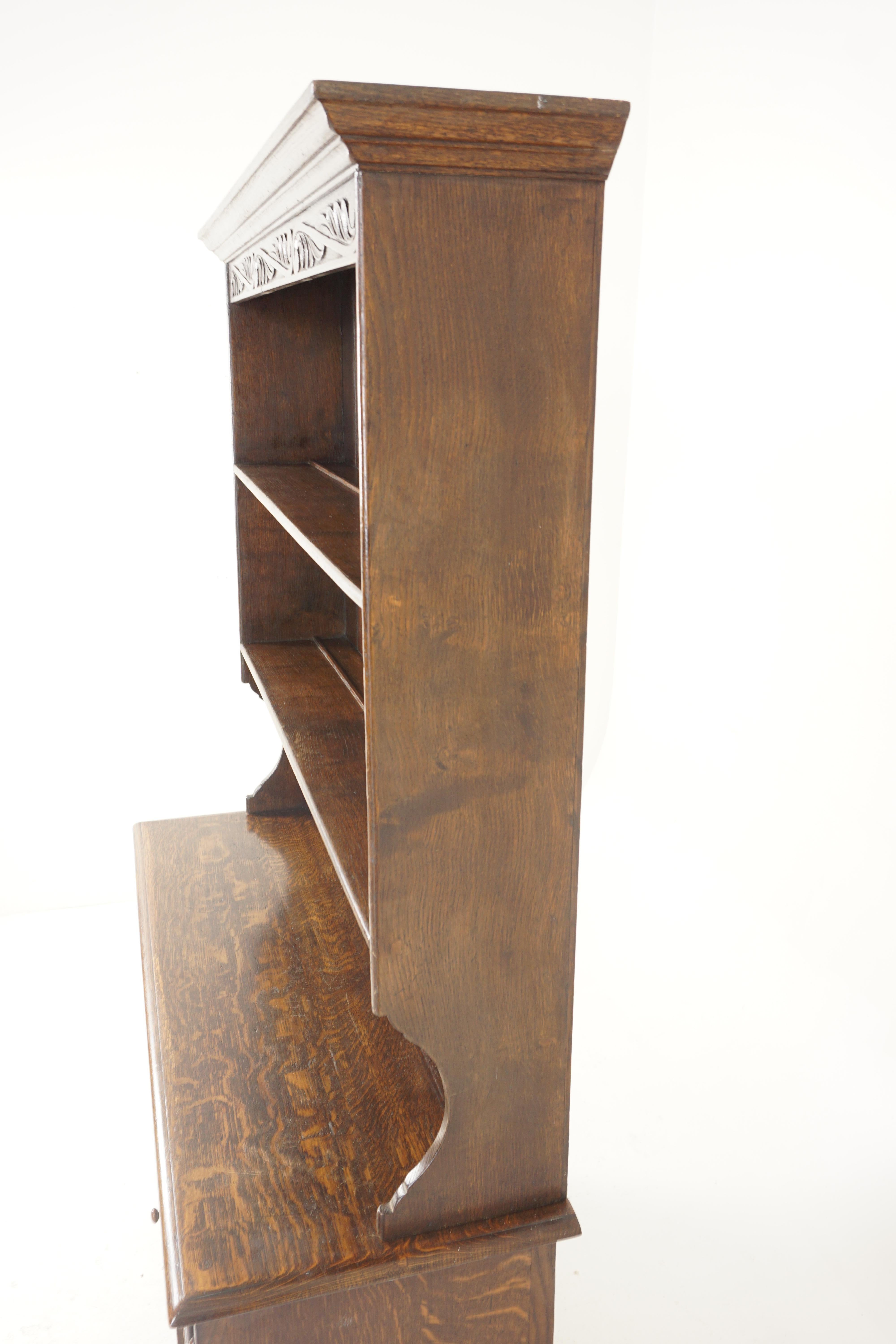 Antique Tiger Oak Welsh Dresser, Buffet and Hutch, Scotland 1920, B2576 4