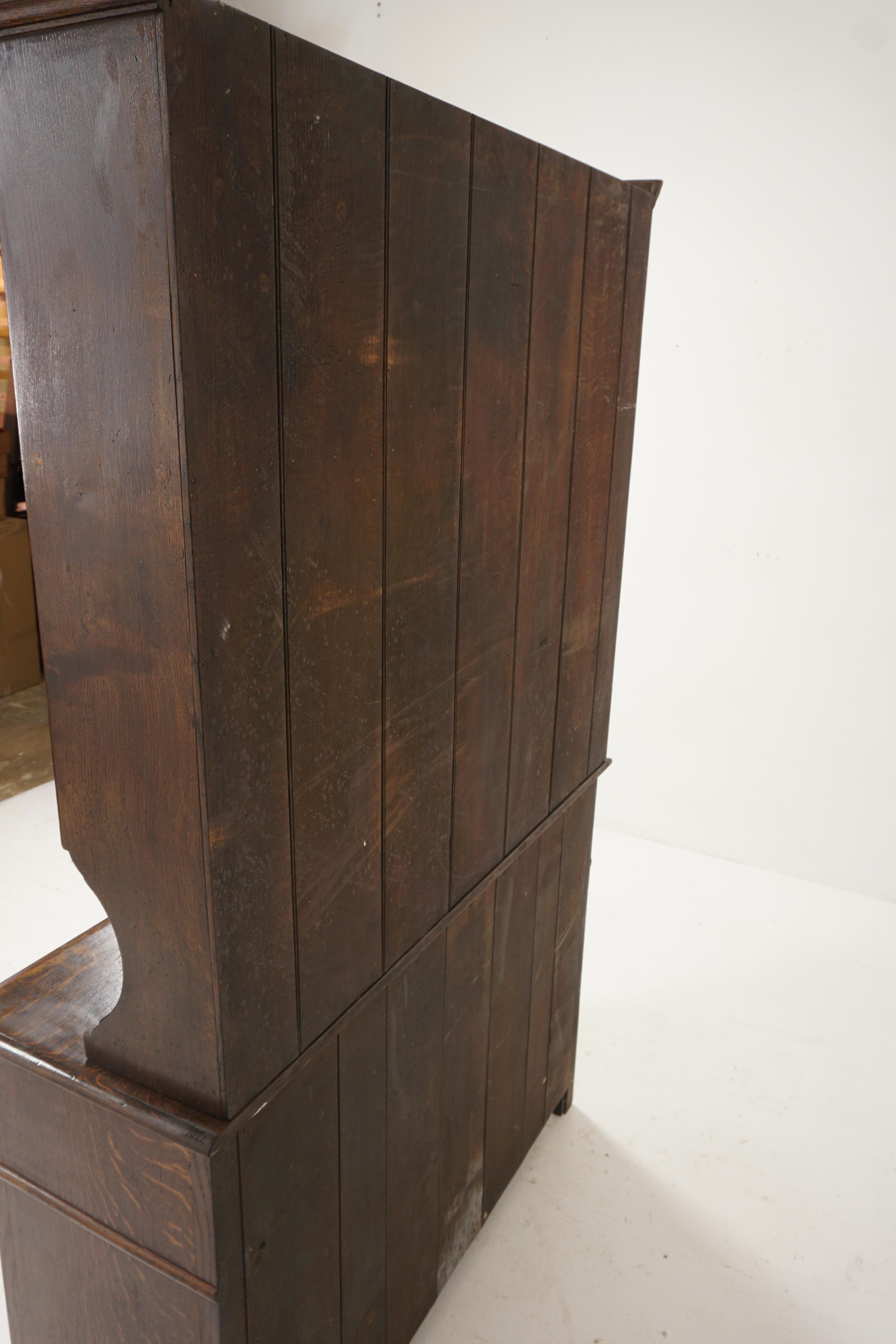 Antique Tiger Oak Welsh Dresser, Buffet and Hutch, Scotland 1920, B2576 5