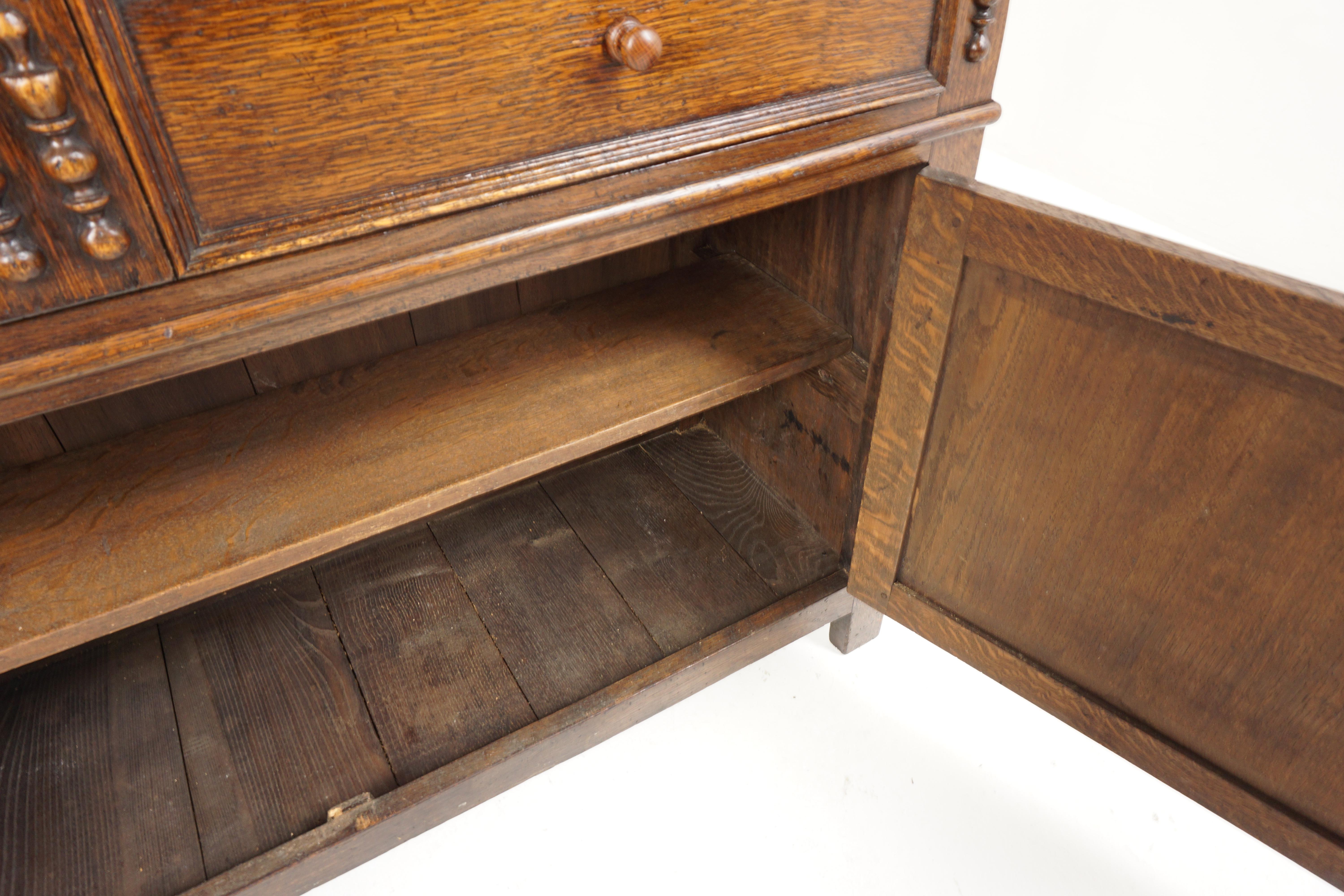 Antique Tiger Oak Welsh Dresser, Buffet and Hutch, Scotland 1920, B2576 1