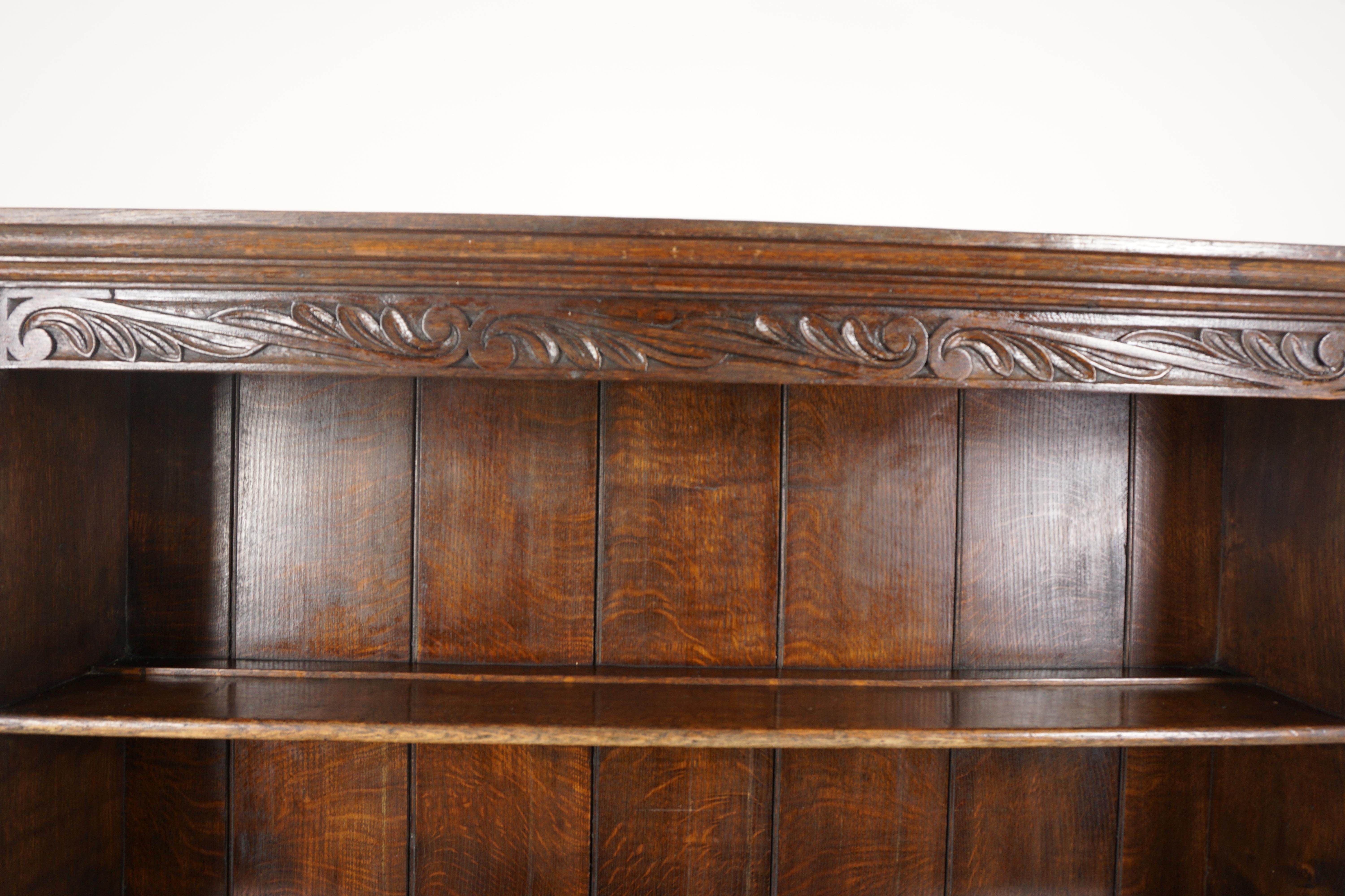 Antique Tiger Oak Welsh Dresser, Buffet and Hutch, Scotland 1920, B2576 2