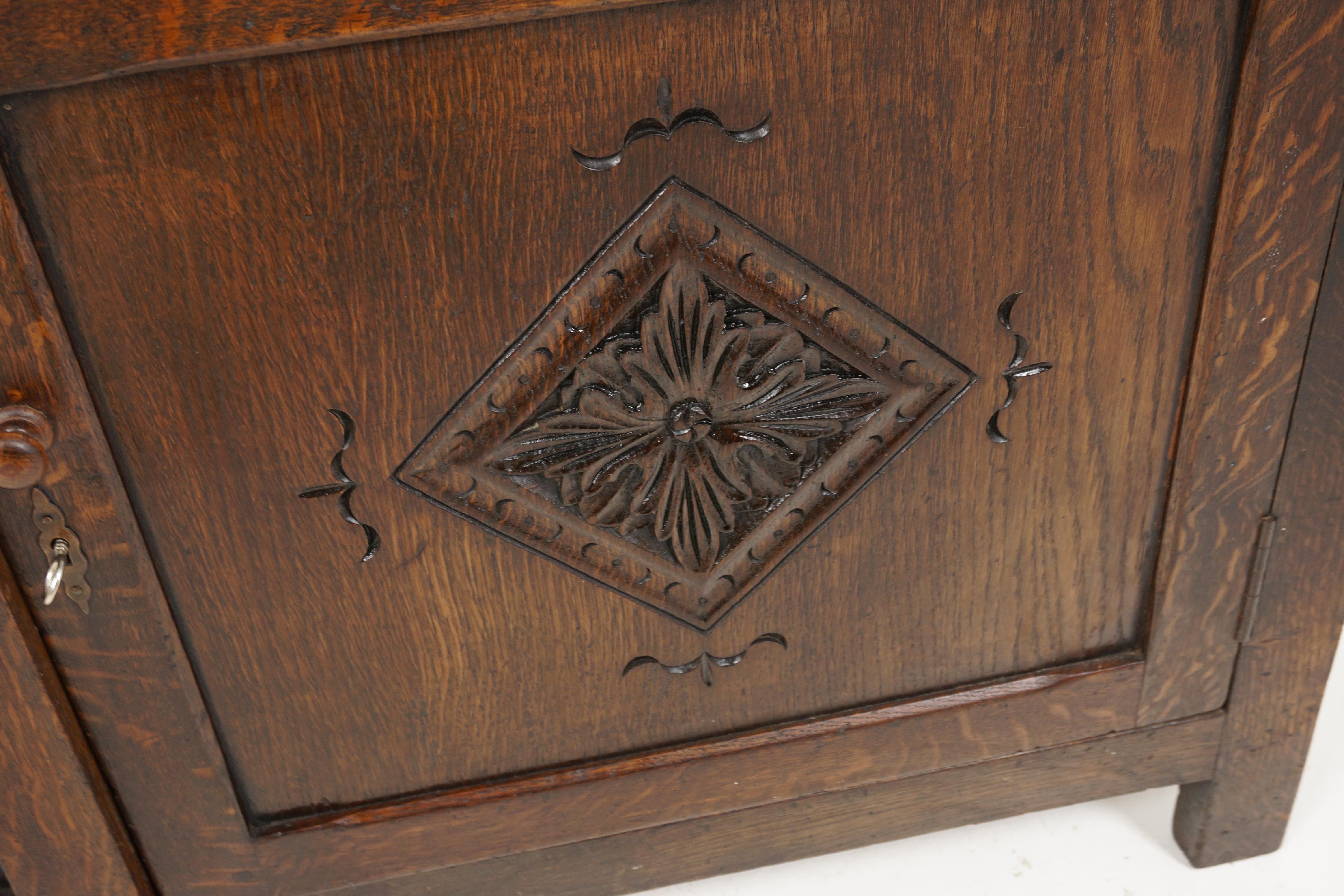 Antique Tiger Oak Welsh Dresser, Buffet and Hutch, Scotland 1920, B2576 3