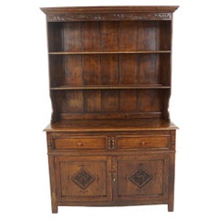 Antique Tiger Oak Welsh Dresser, Buffet and Hutch, Scotland 1920, B2576