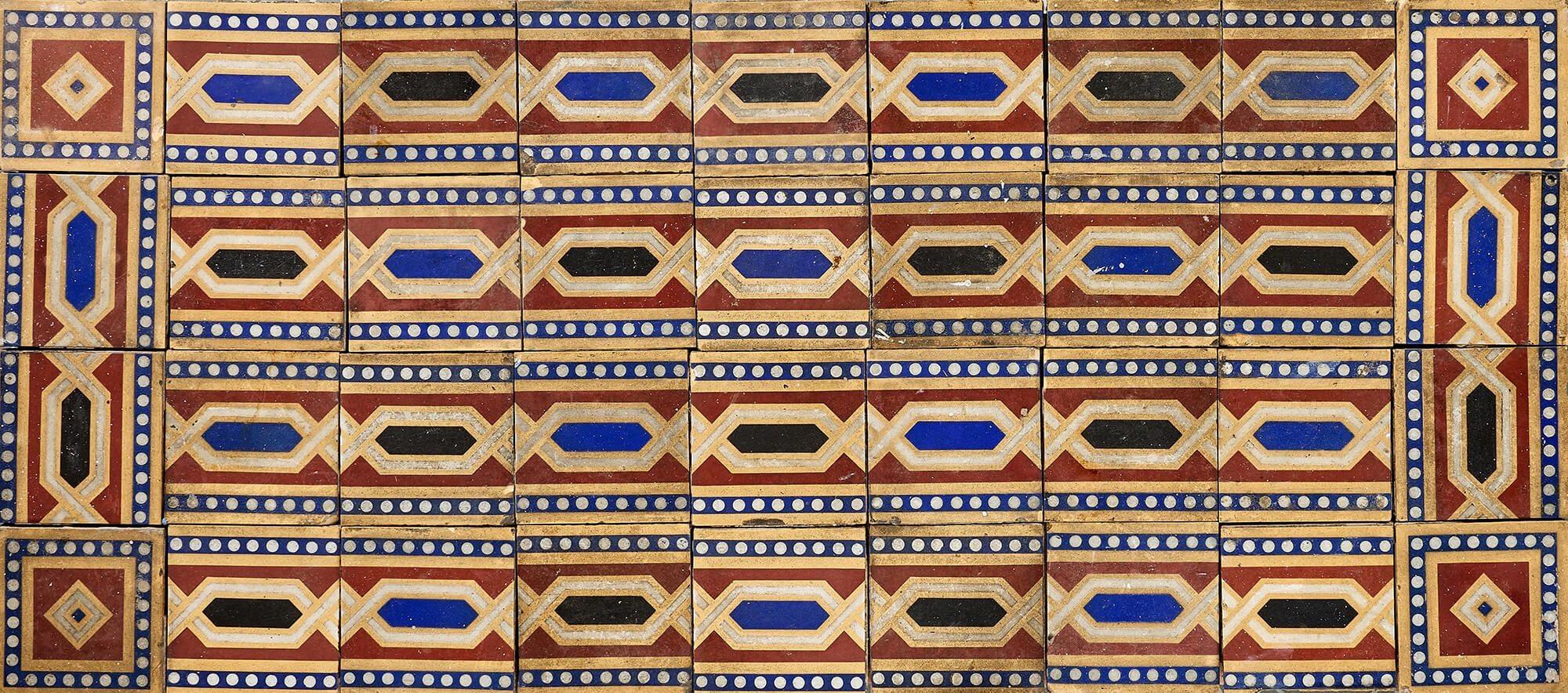 Antique Tile Splashback by W. Godwin of Lugwardine In Fair Condition For Sale In Wormelow, Herefordshire