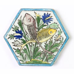 Antike, seltene Kacheln mit Fischen