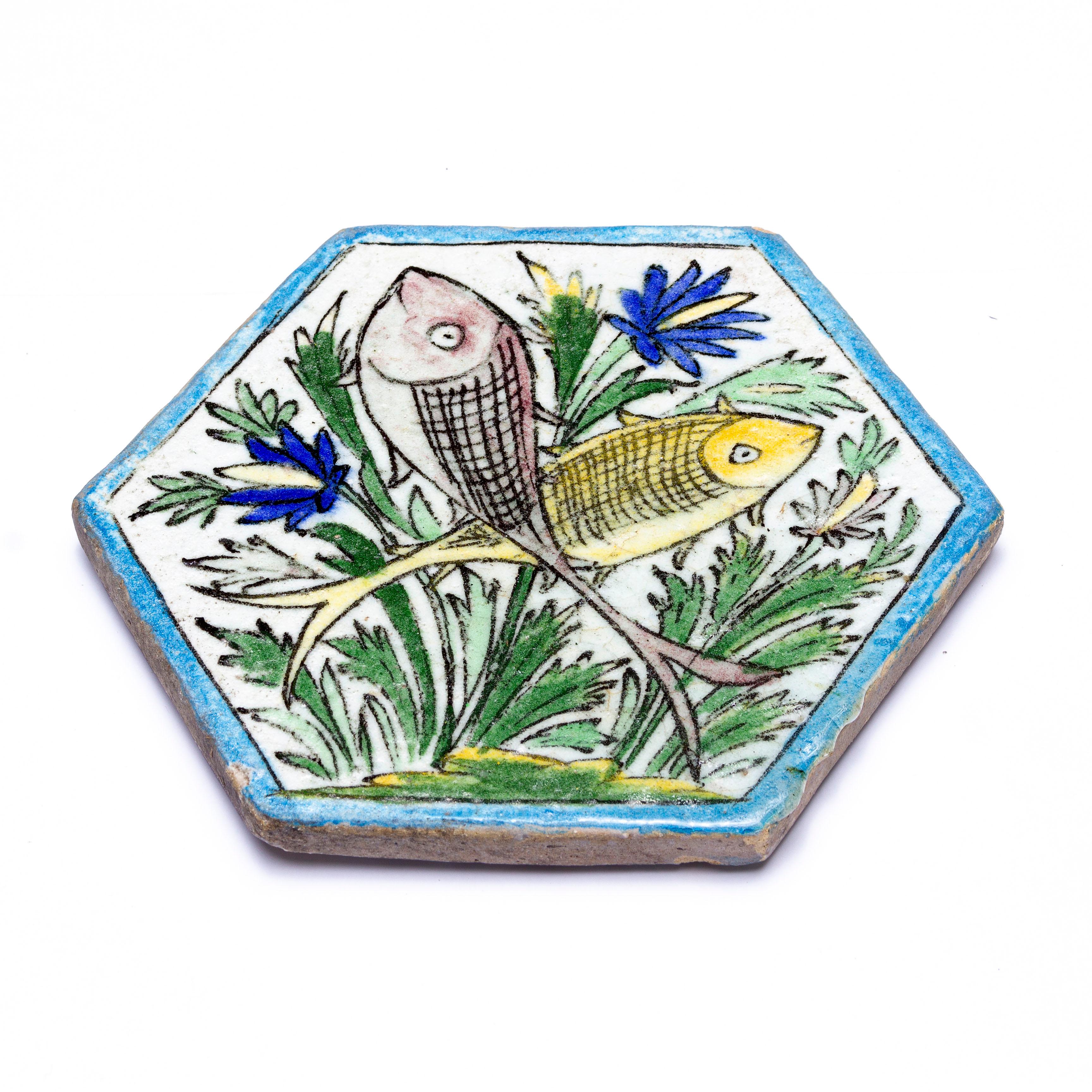 Antique Rare Tiles with Fishes In Excellent Condition For Sale In Alessandria, Piemonte