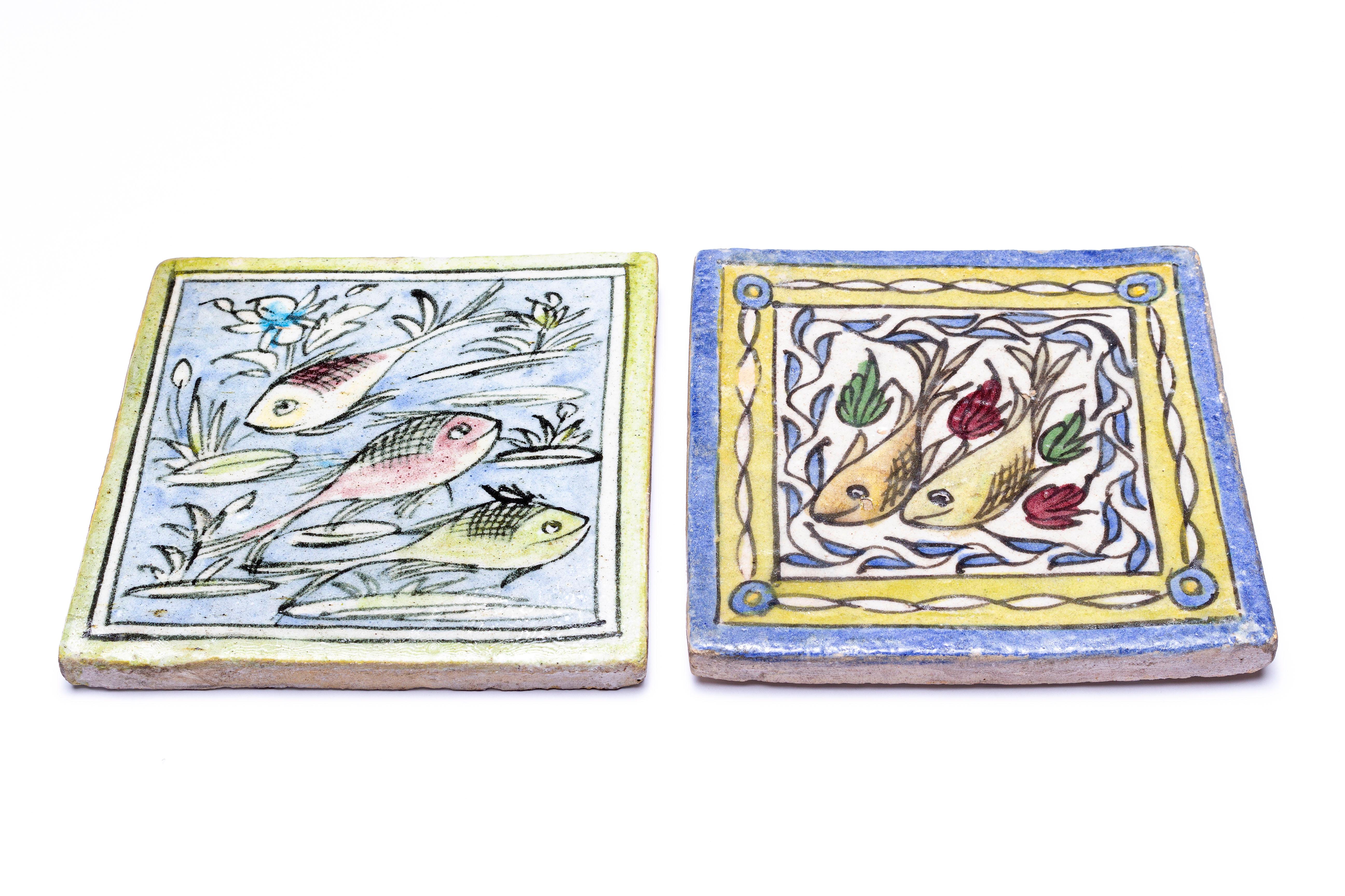 Antike Kacheln mit Fischen (20. Jahrhundert) im Angebot