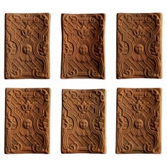 Antique Tiles with Sun and Asbtract Decoration