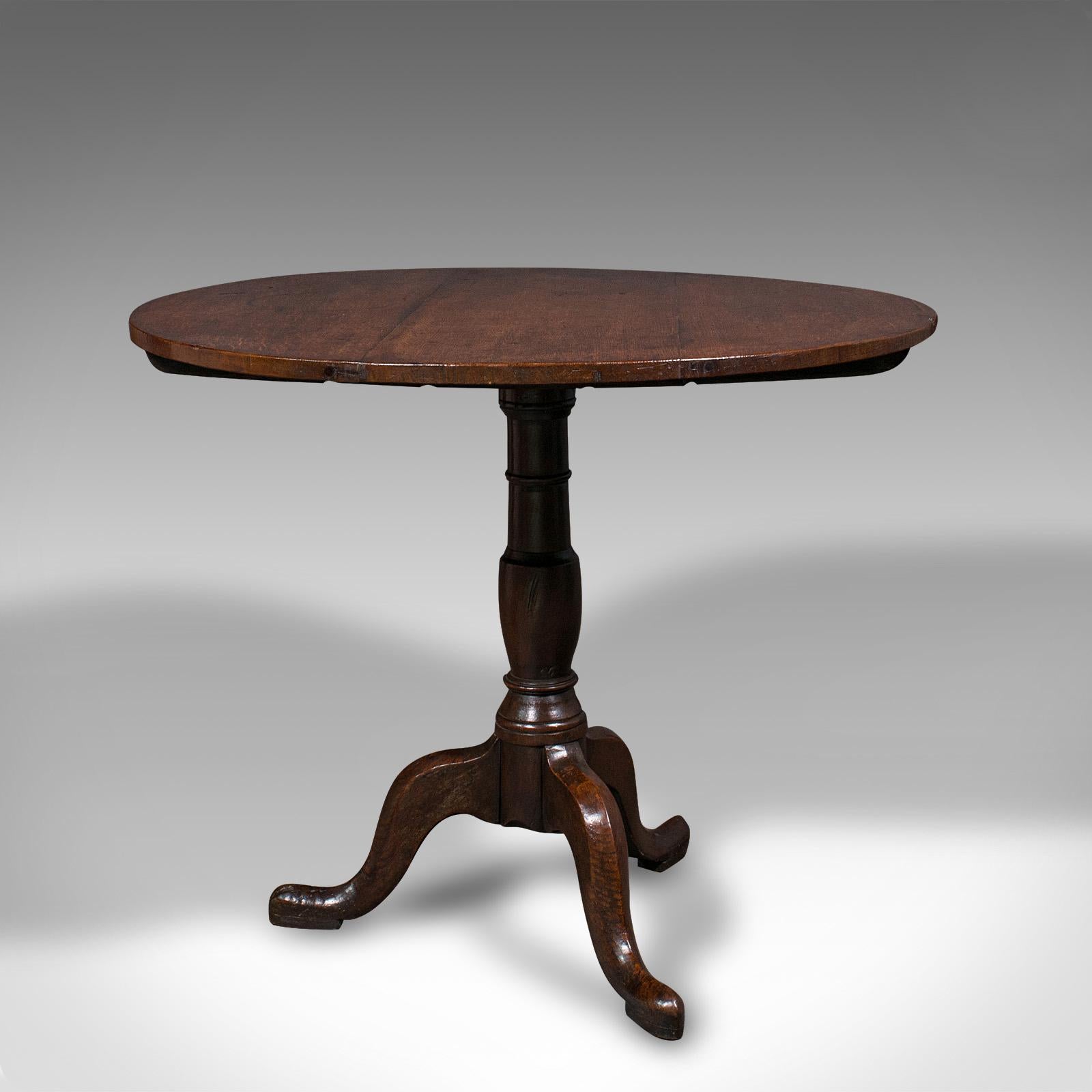 18th Century Antique Tilt Top Occasional Table, English, Oak, Side, Lamp, Georgian, C.1780 For Sale