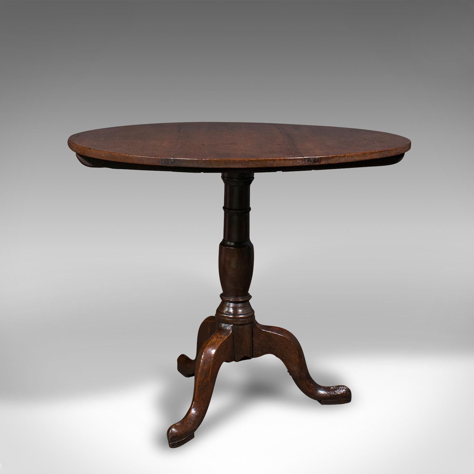Antique Tilt Top Occasional Table, English, Oak, Side, Lamp, Georgian, C.1780 For Sale 1