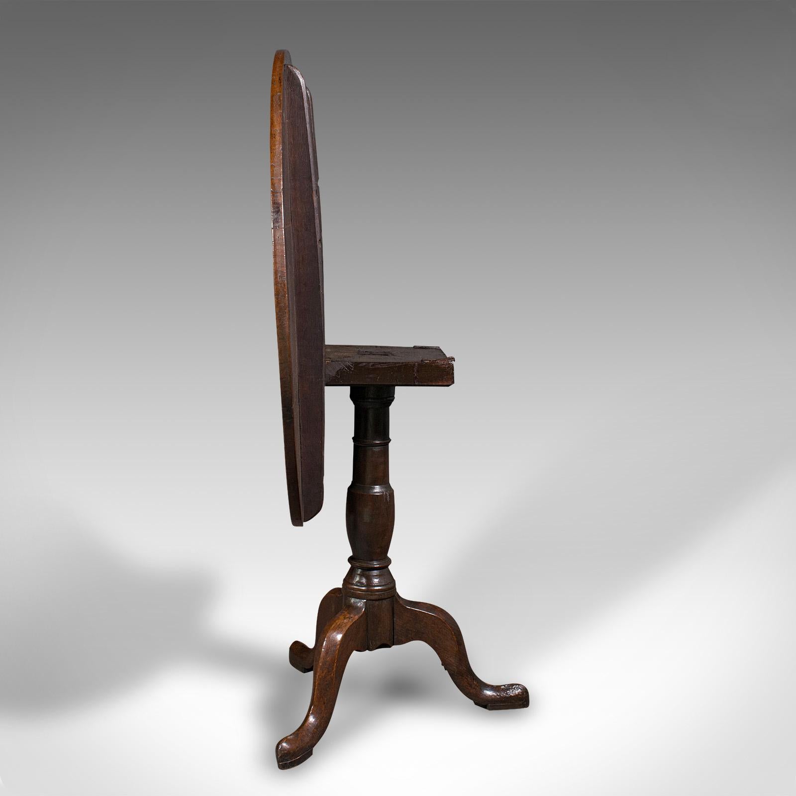 Antique Tilt Top Occasional Table, English, Oak, Side, Lamp, Georgian, C.1780 For Sale 2
