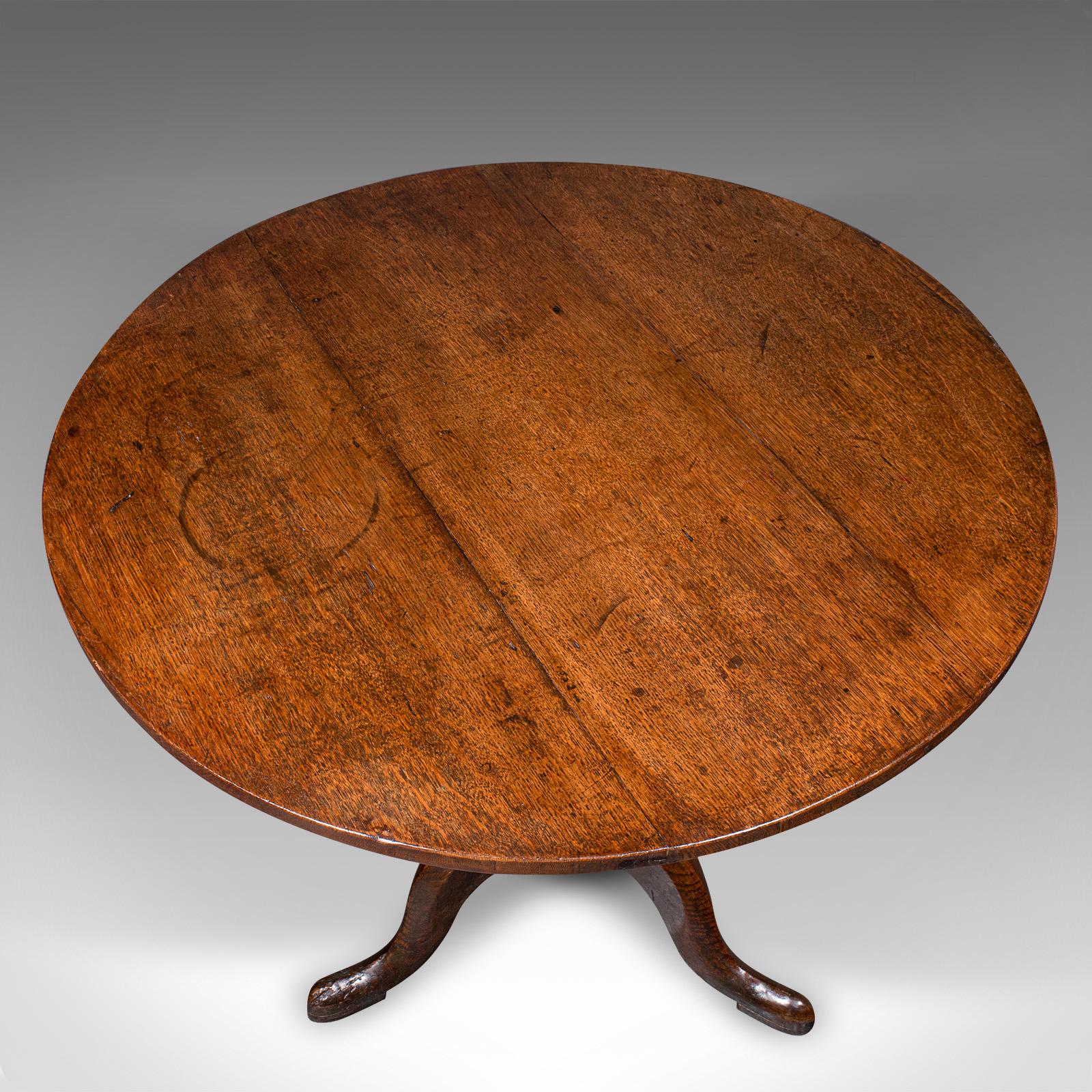 Antique Tilt Top Occasional Table, English, Oak, Side, Lamp, Georgian, C.1780 For Sale 4