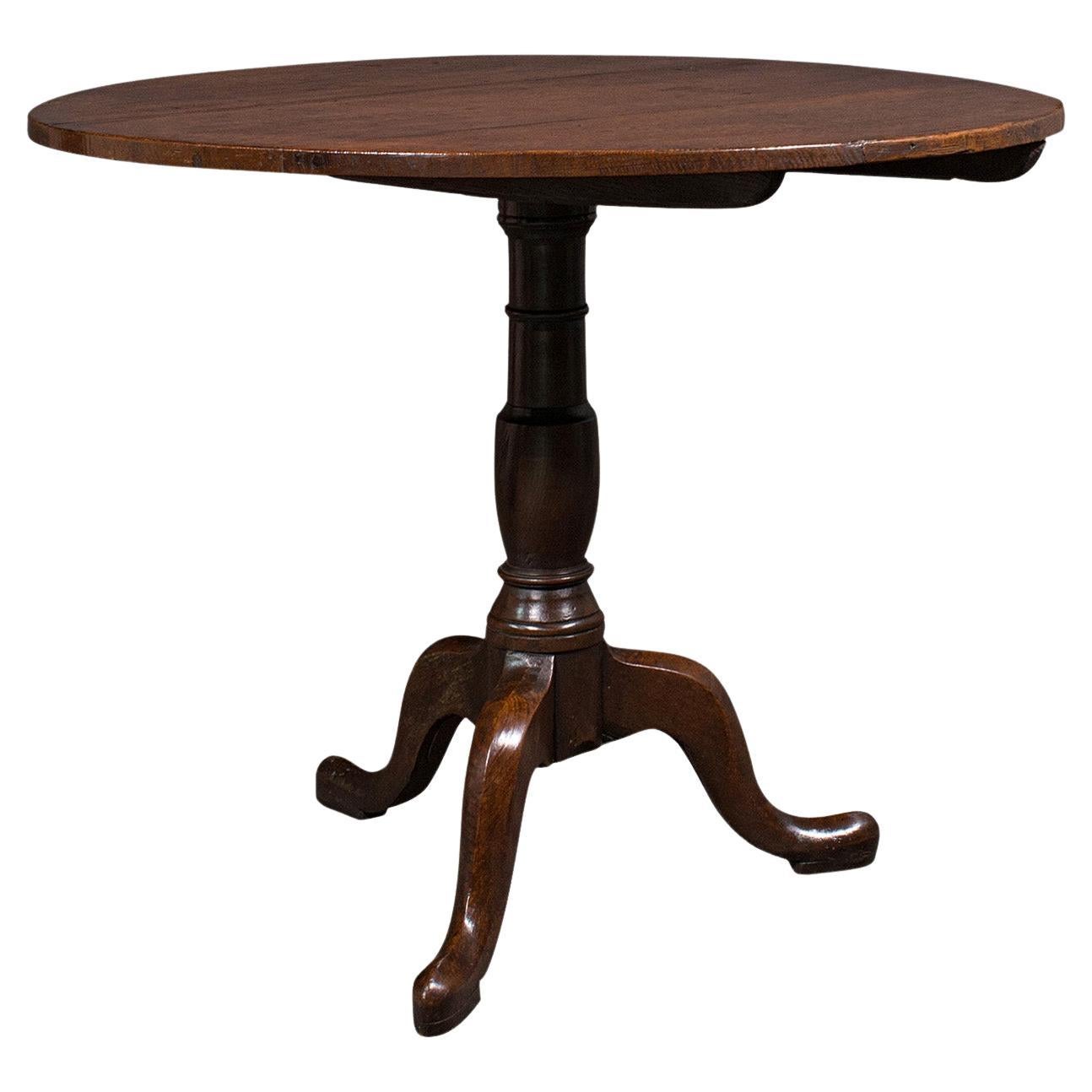 Antique Tilt Top Occasional Table, English, Oak, Side, Lamp, Georgian, C.1780 For Sale