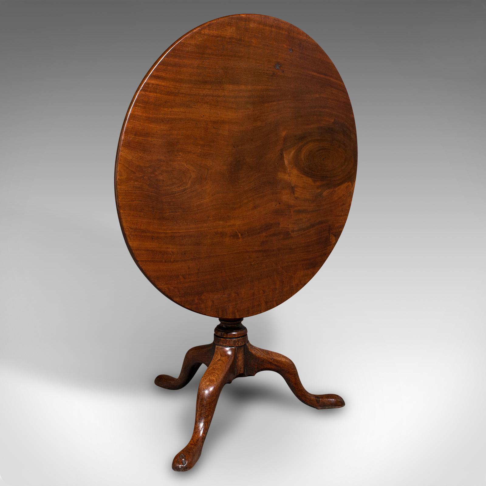 This is an antique tilt top table. An English, mahogany side or lamp table on birdcage mount, dating to the mid Georgian period, circa 1760.

Fascinating table with a fully articulated top
Displaying a desirable aged patina and in good