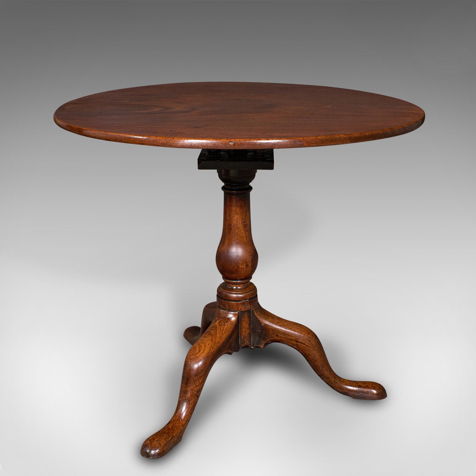 Wood Antique Tilt Top Table, English, Mahogany, Side, Lamp, Rotary, Georgian, C.1760 For Sale