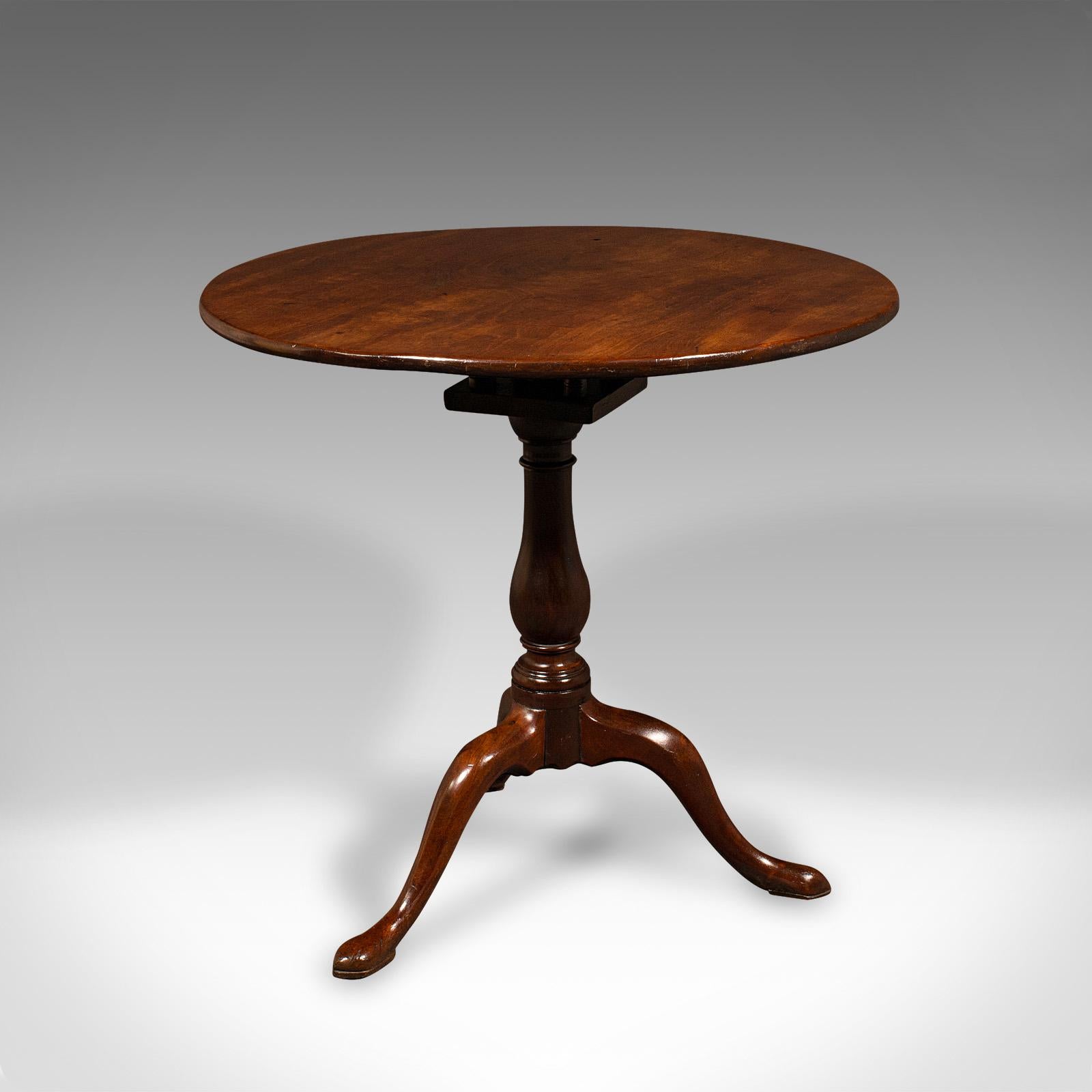 Wood Antique Tilt Top Table, English, Occasional, Birdcage Mount, Georgian, C.1750 For Sale