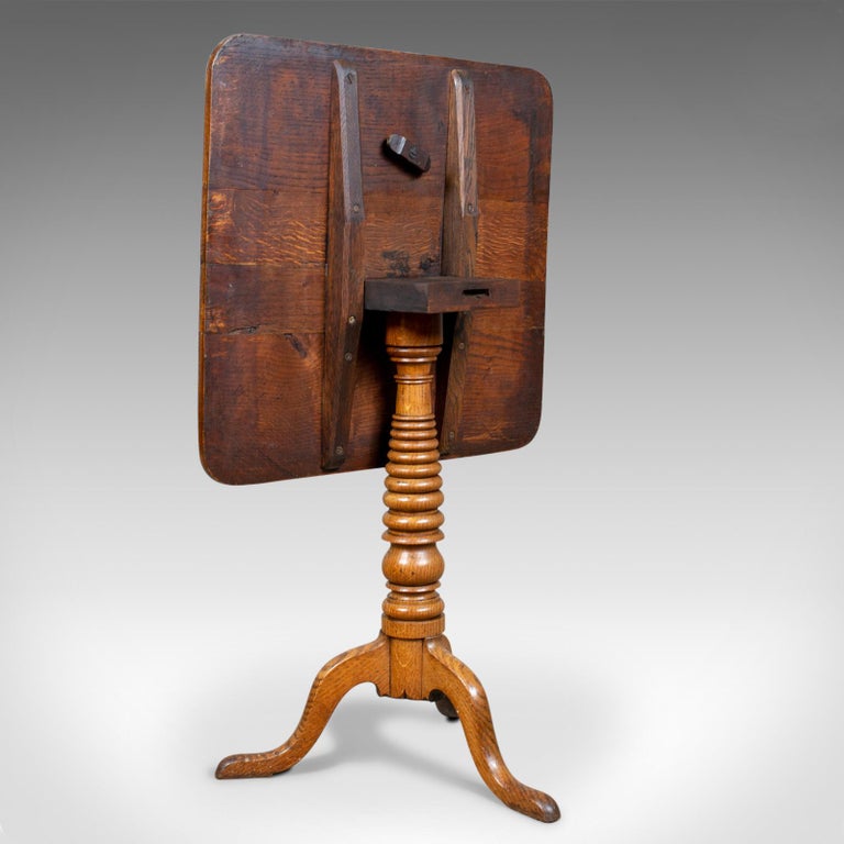 Antique TiltTop Table, English, Victorian, Oak, Side, 19th Century